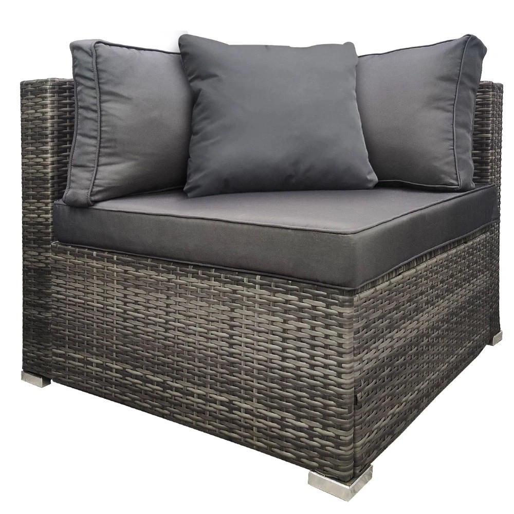 1 London Rattan 1 Seater Outdoor Corner Lounge Chair - Grey, 1 of 1