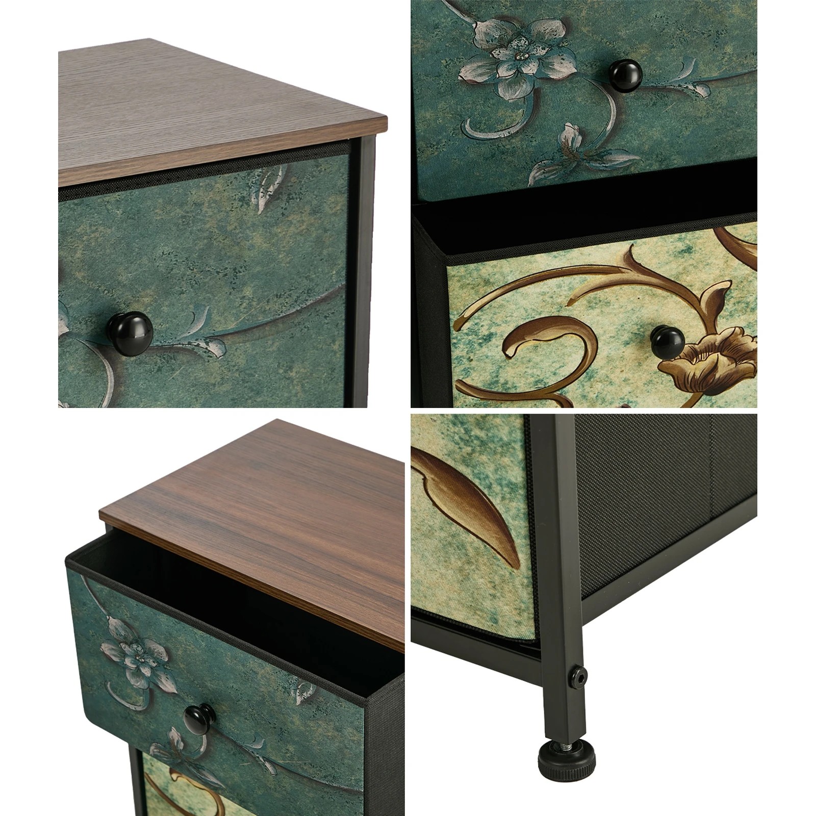 5 Oikiture 2pc Bedside Tables Fabric Storage Cabinet 2 Drawers Dresser Nightstand - Multi, 5 of 7