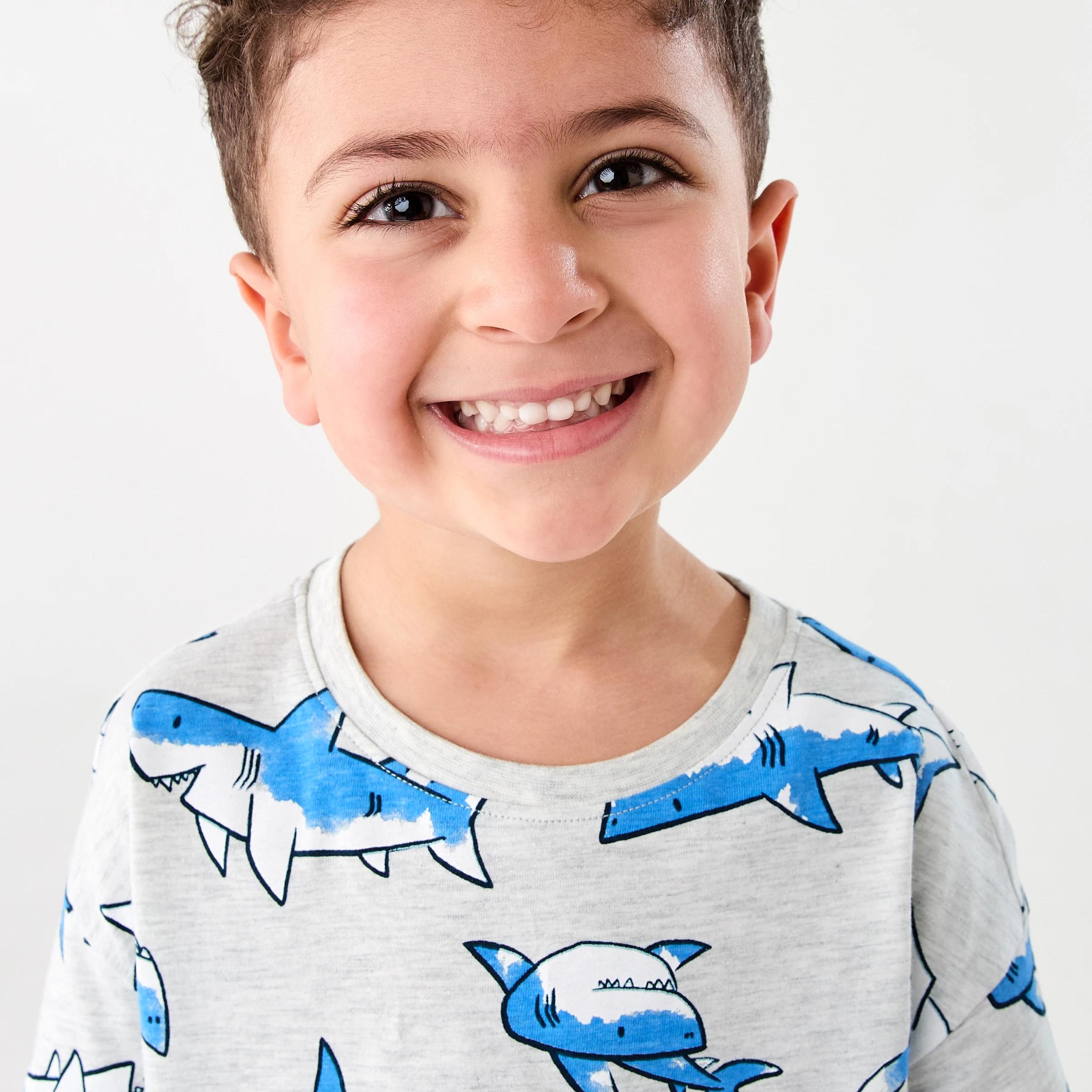 3 Short Sleeve Jersey Pyjama Set WHITE MARLE SHARKS, 3 of 6