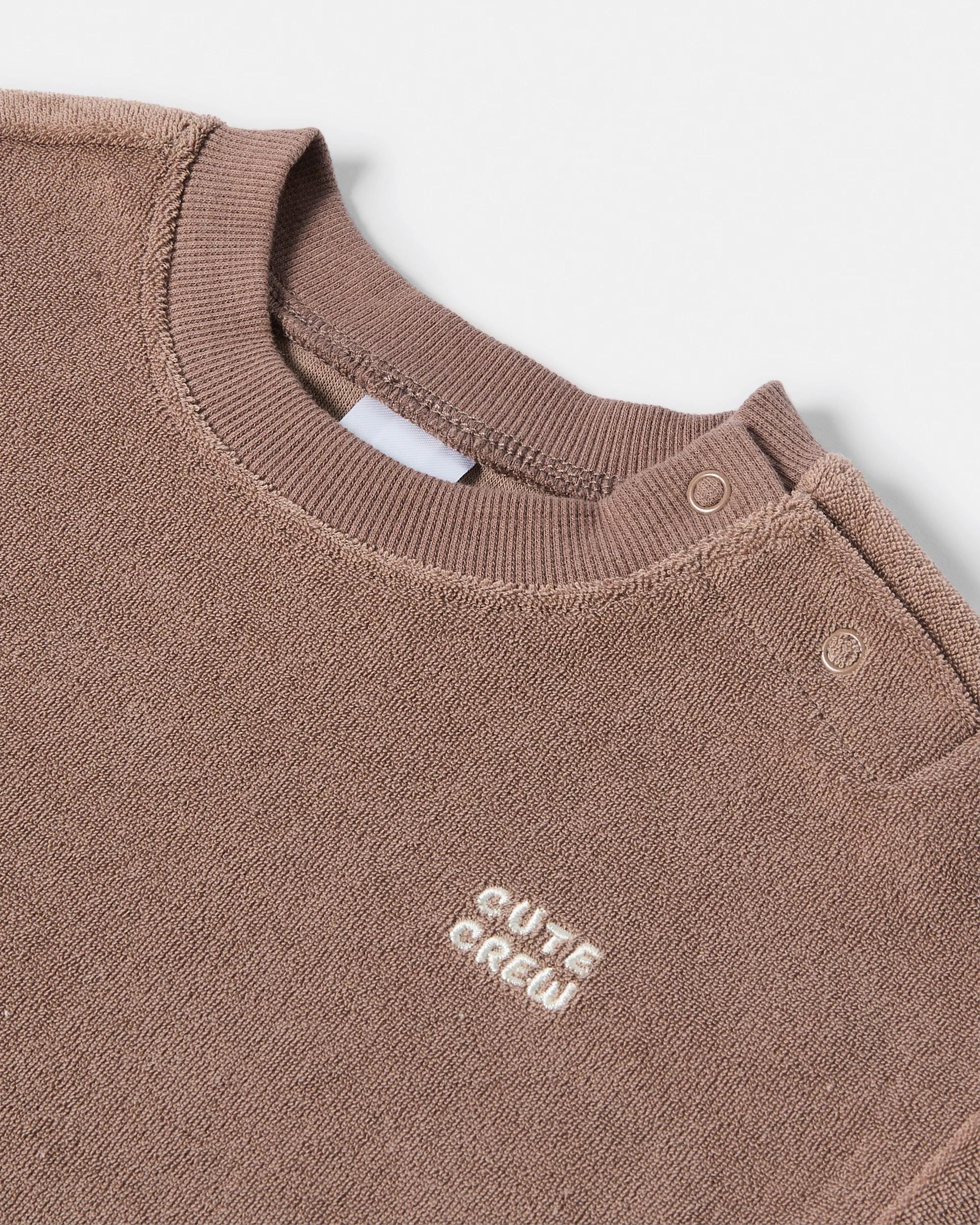 5 2 Piece Short Sleeve Terry Towel Set Brwn Slgn, 5 of 6