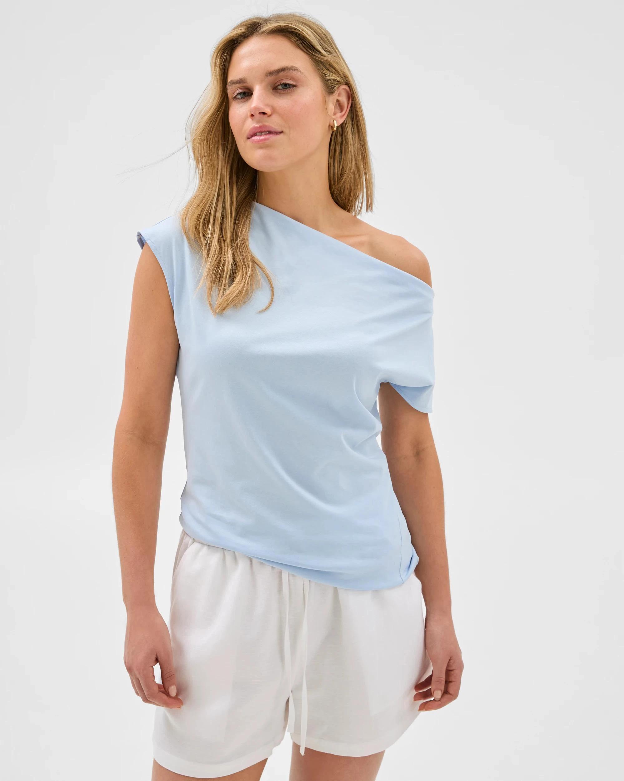 6 Australian Cotton Blend Slouchy Asymmetrical T-Shirt - Lily Loves KENTUCKY BLUE, 6 of 6