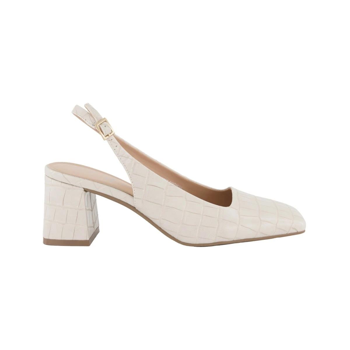 1 Slingback Square Toe Heels CROC IVORY, 1 of 5