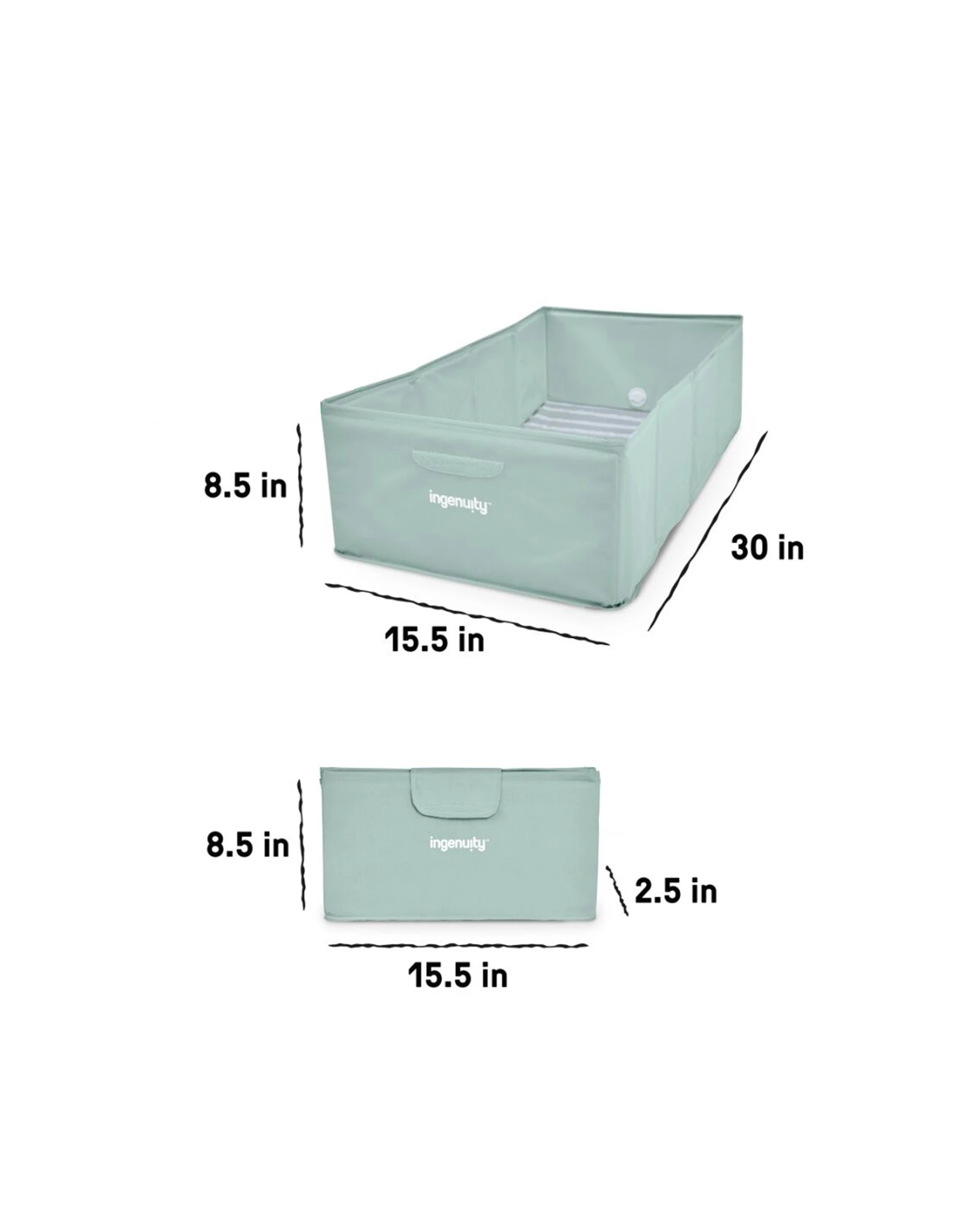 2 Ingenuity TuckAway Travel Tub Foldable Baby Bath 12 Months To 5 Years 21x39cm - Green, 2 of 7