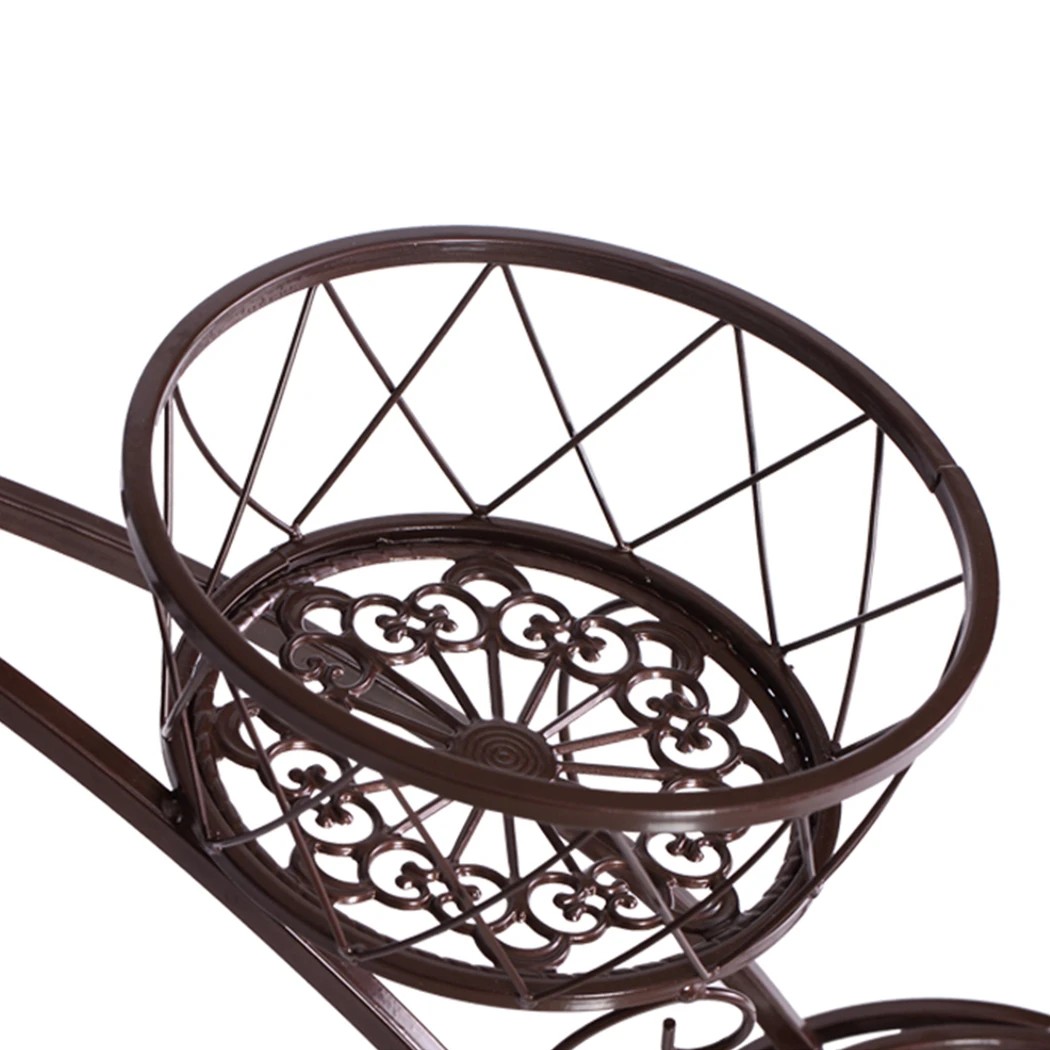 5 Levede Bicycle Shape Metal Plant Stand with 3 Plant Pots Space - Bronze, 5 of 8