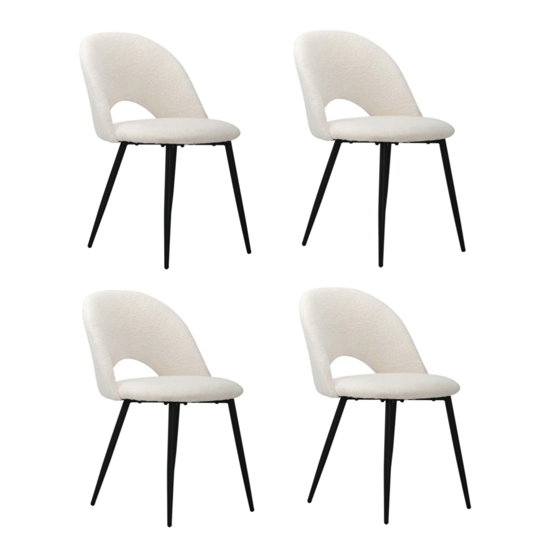 1 Oikiture 4PCS Dining Chairs Accent Chair Armchair Sherpa - White, 1 of 9