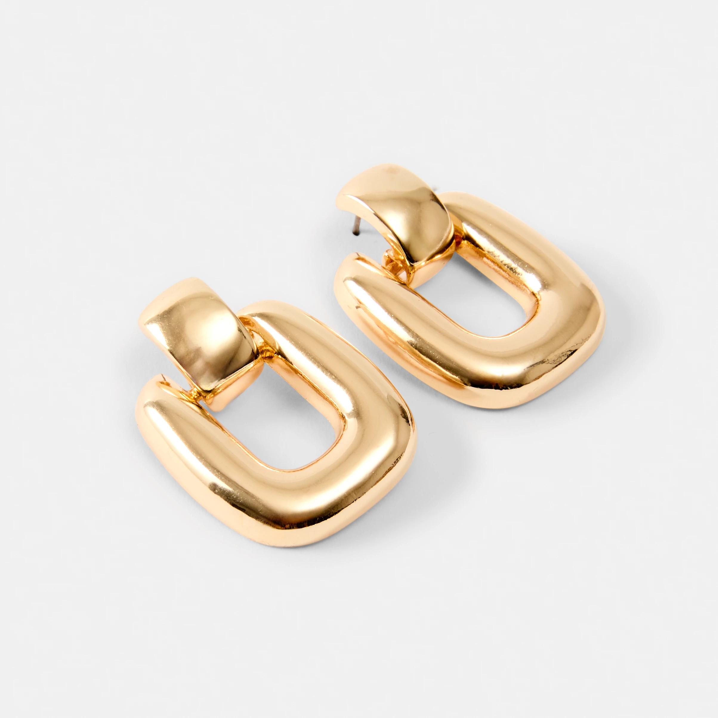1 Square Doorknocker Earrings - Gold Tone Gold, 1 of 8