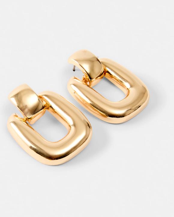 Square Doorknocker Earrings - Gold Tone