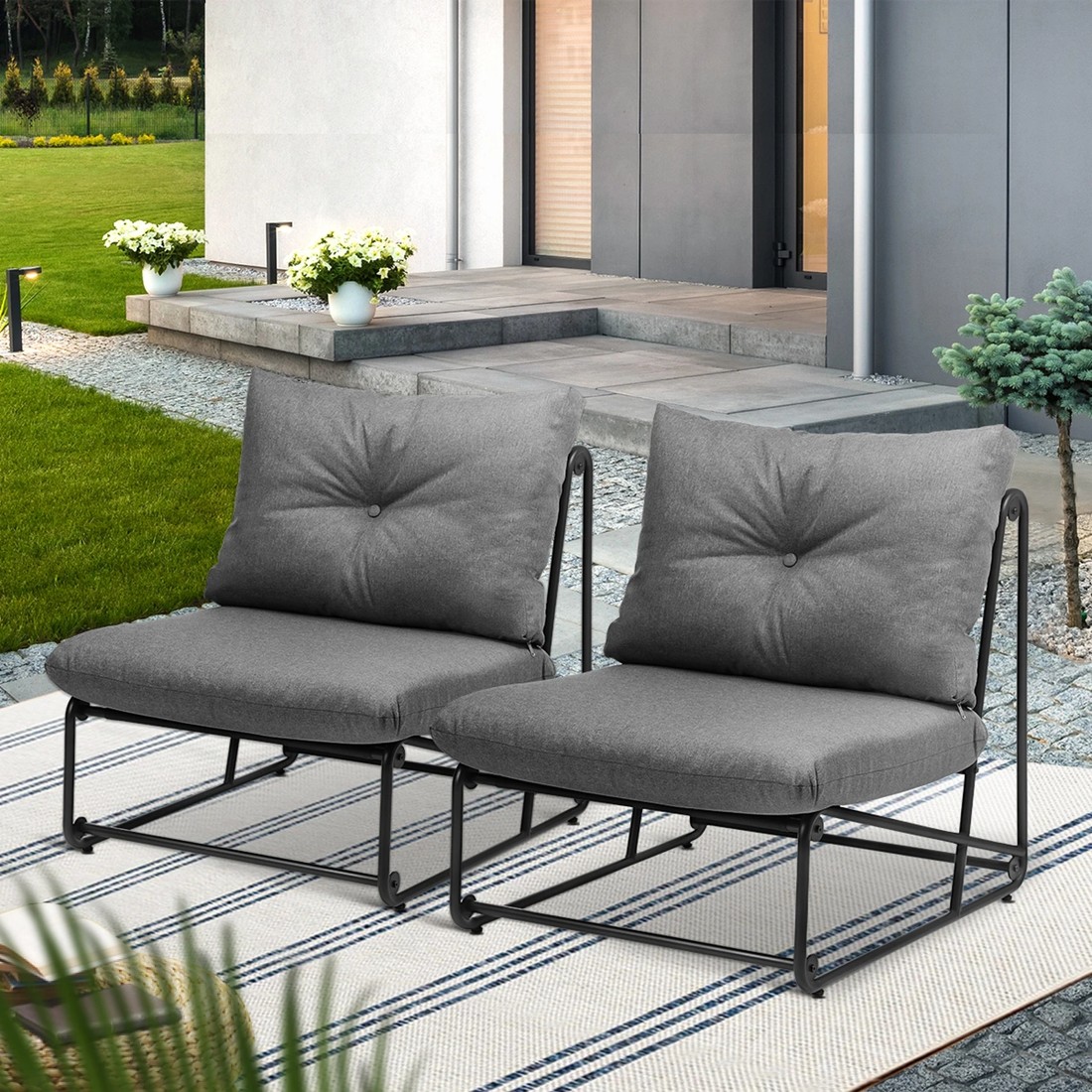9 Livsip 2pcs Outdoor Dining Chairs Patio Furniture Sofa Lounge Chair Garden
 - Multi, 9 of 10