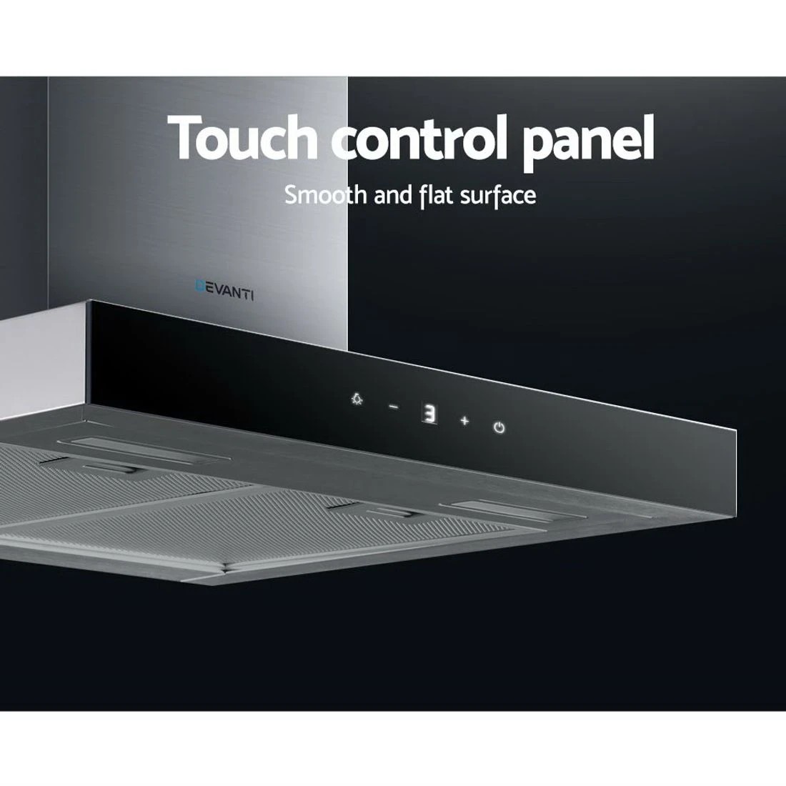 3 Devanti 600mm Range Hood 60cm Rangehood Glass Stainless Steel - Grey, 3 of 6