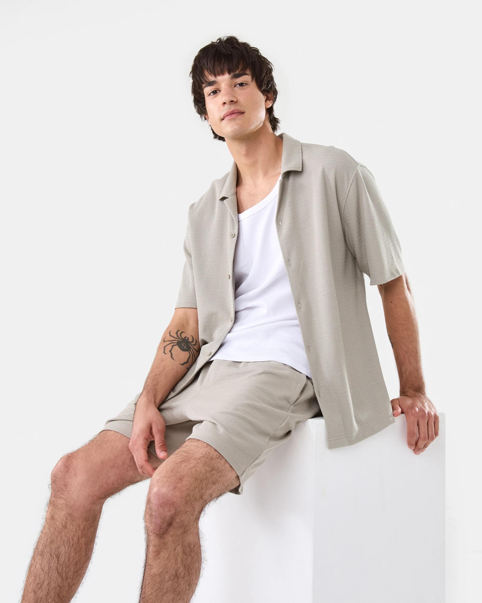 7 Washed Textured Shorts Bge Khaki, 7 of 9