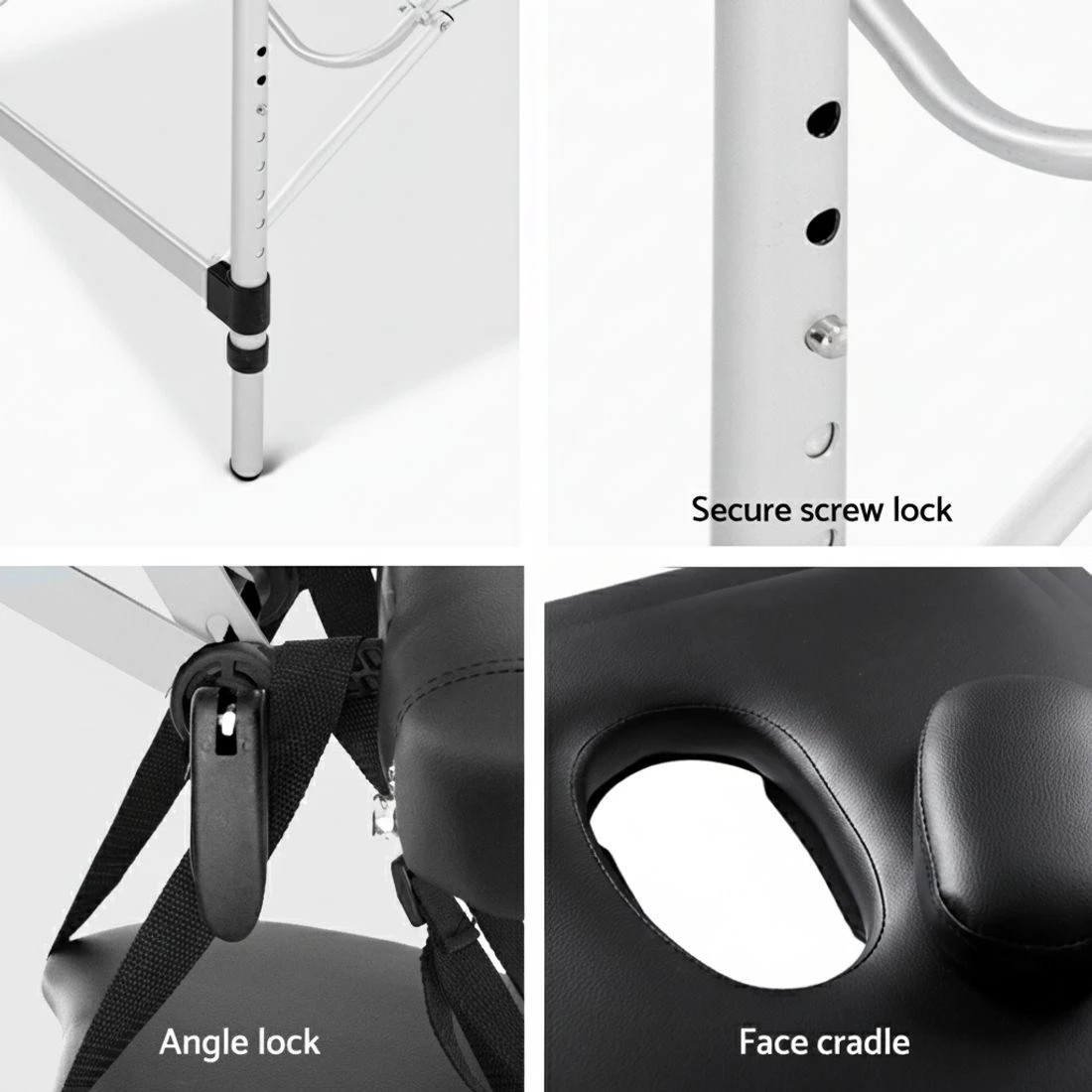 5 Zenses Massage Table 60cm Portable 3 Fold Aluminium Beauty Bed - Black, 5 of 8