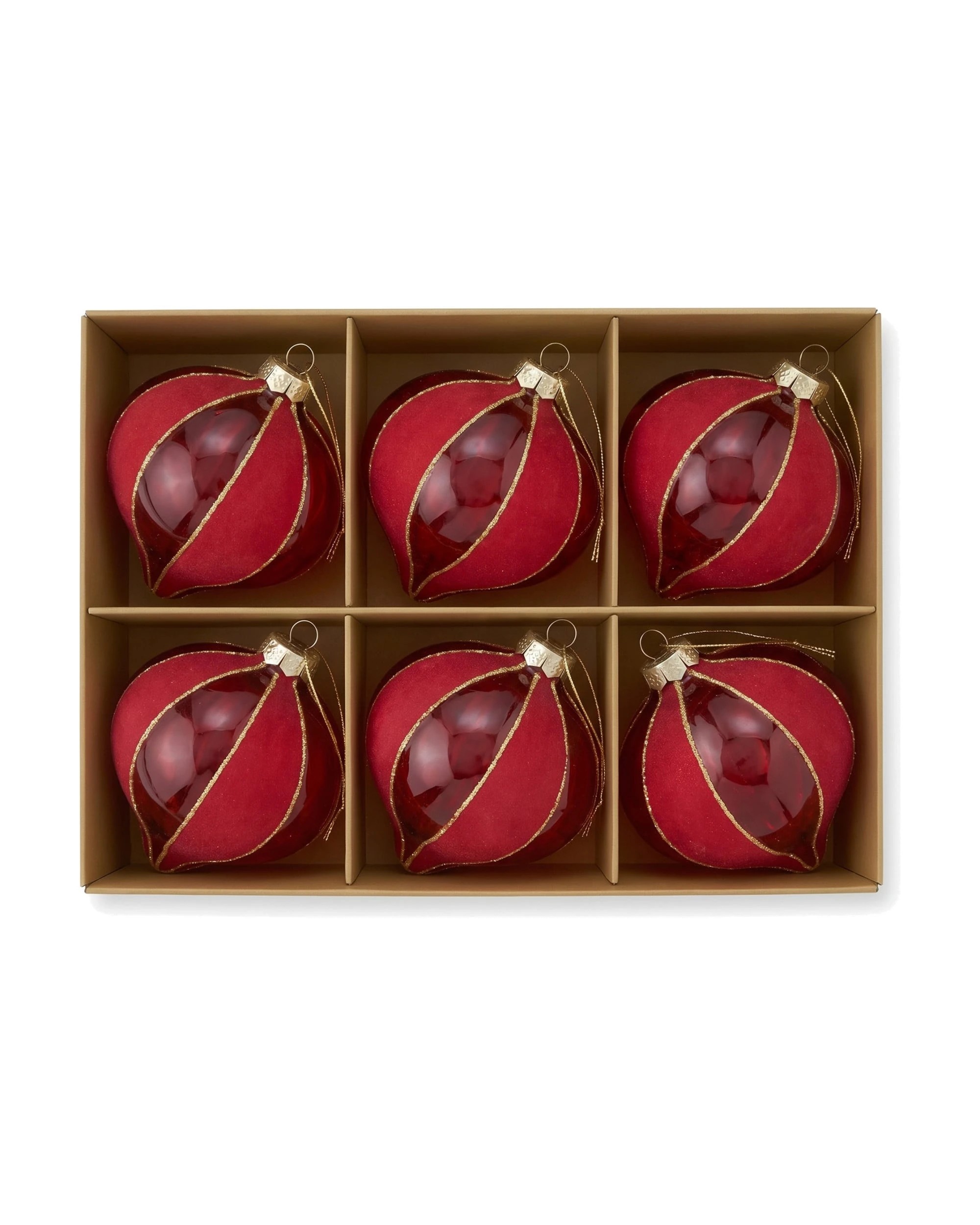 4 Christabelle 6 Red Glass Christmas Baubles Onion Shape 10cm Xmas Tree Decorations Hanging Ornaments Gift Boxed Set - Red, 4 of 7
