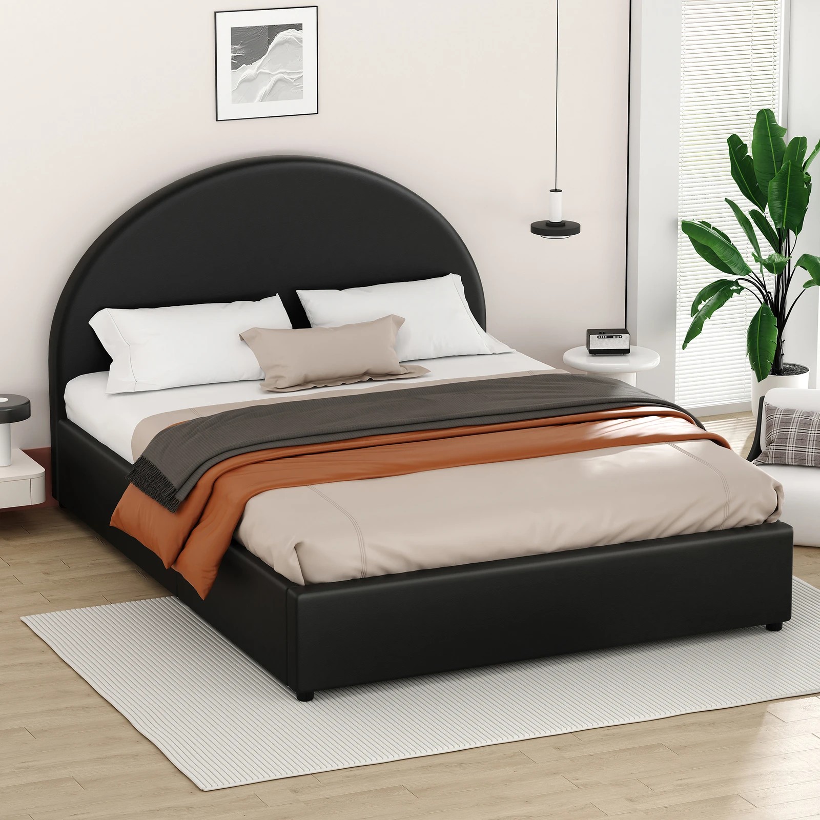 6 Alfordson Bed Frame King Size Gas Lift Base With Storage Leather Howell - Black, 6 of 10