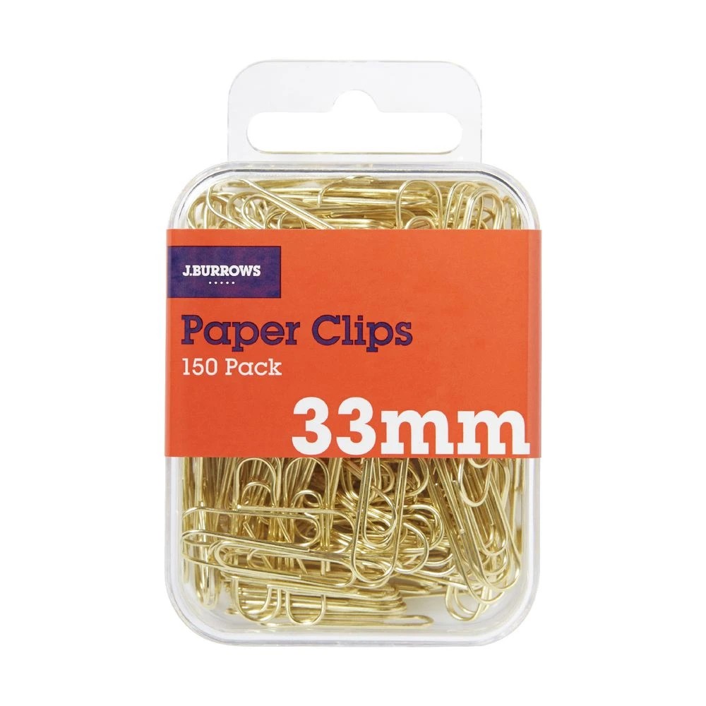 3 J.Burrows 33mm Paper Clips Gold 150 Pack, 3 of 3