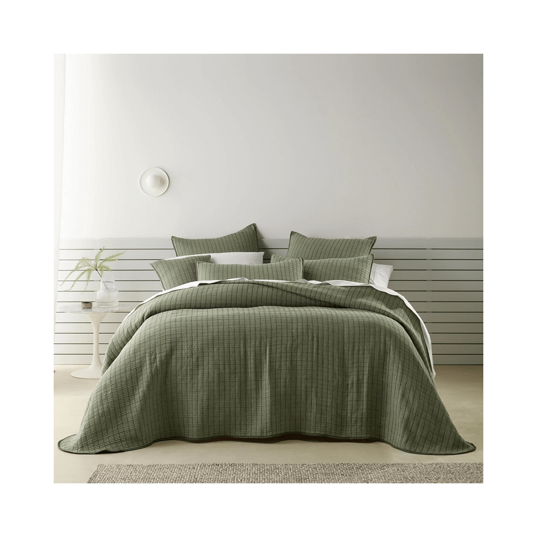 1 Bianca Bedding Bari Green Polyester/Cotton Bedspread Set — Lightweight 200gsm Fill - Green, 1 of 5