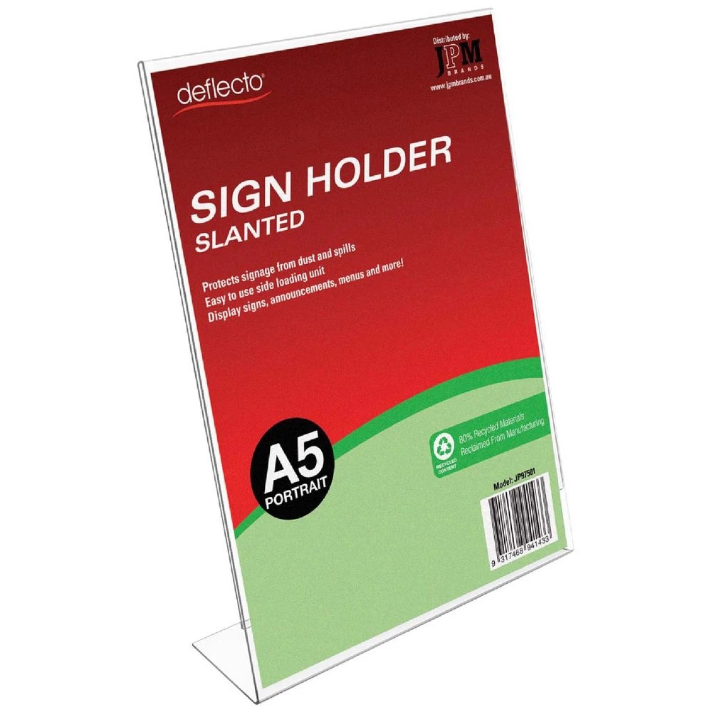 1 Deflecto A5 Sign Holder Slanted Portrait, 1 of 1