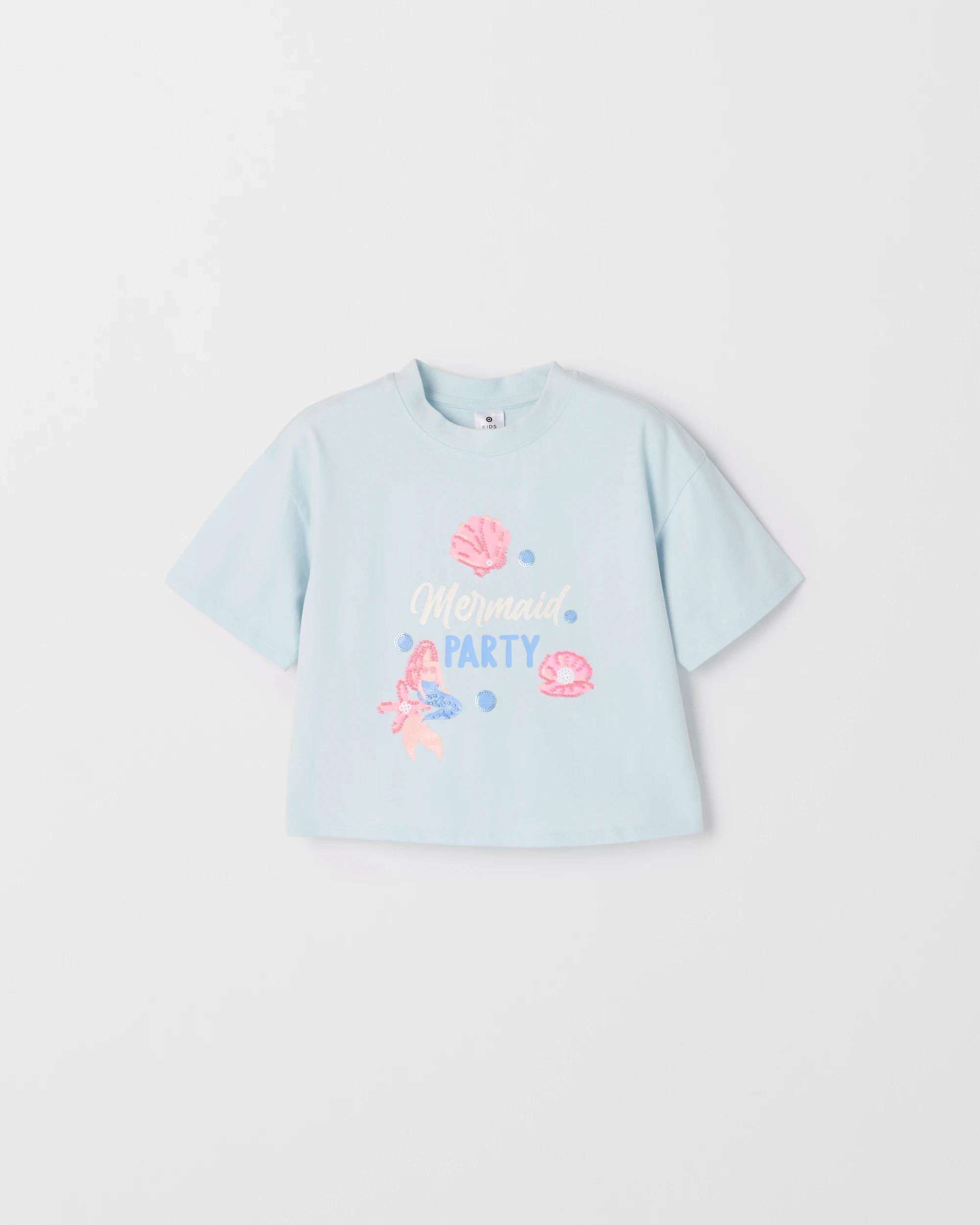 1 Target Kids Australian Cotton Occasion T-Shirt MERMAID BLUE, 1 of 2
