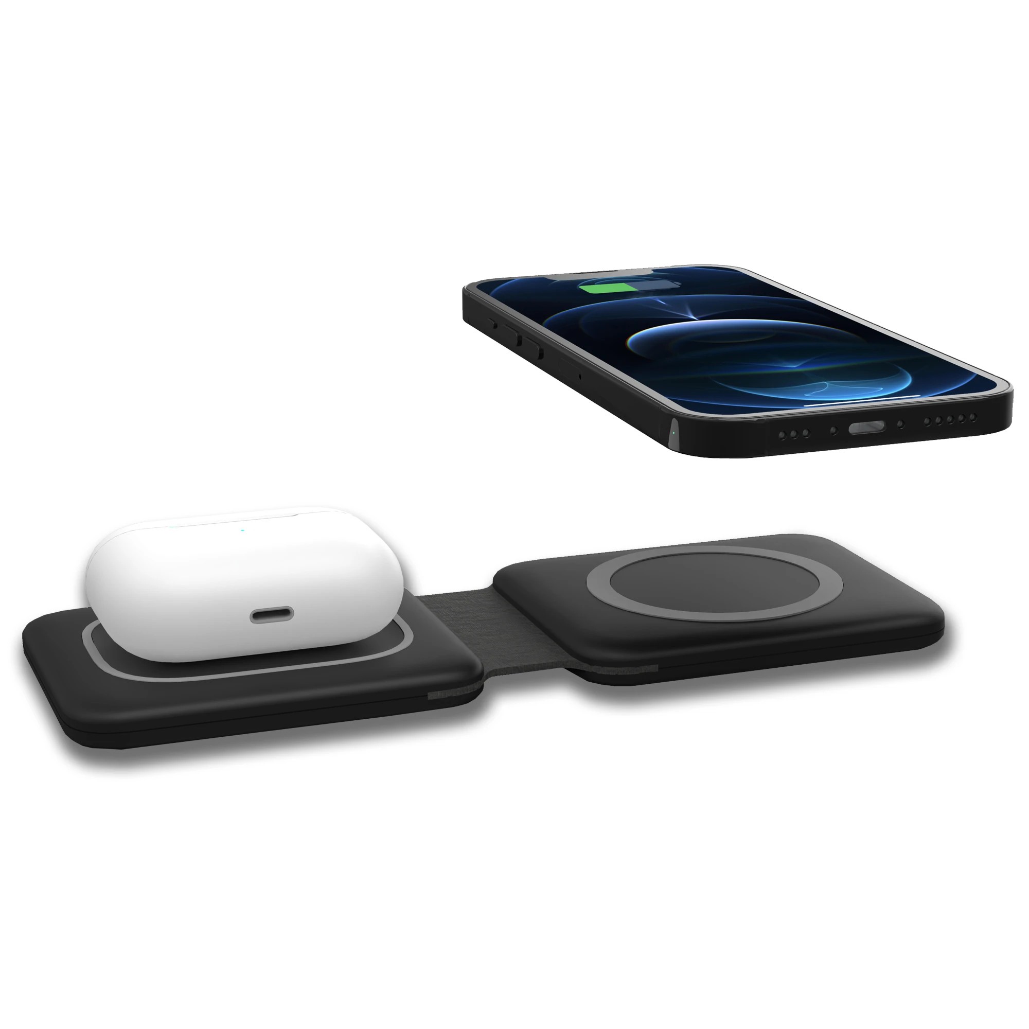2 TODO 2 in 1 Wireless Phone Charger 15W Fast Charge Earphone QI Magnetic Charge Pad - Black, 2 of 5
