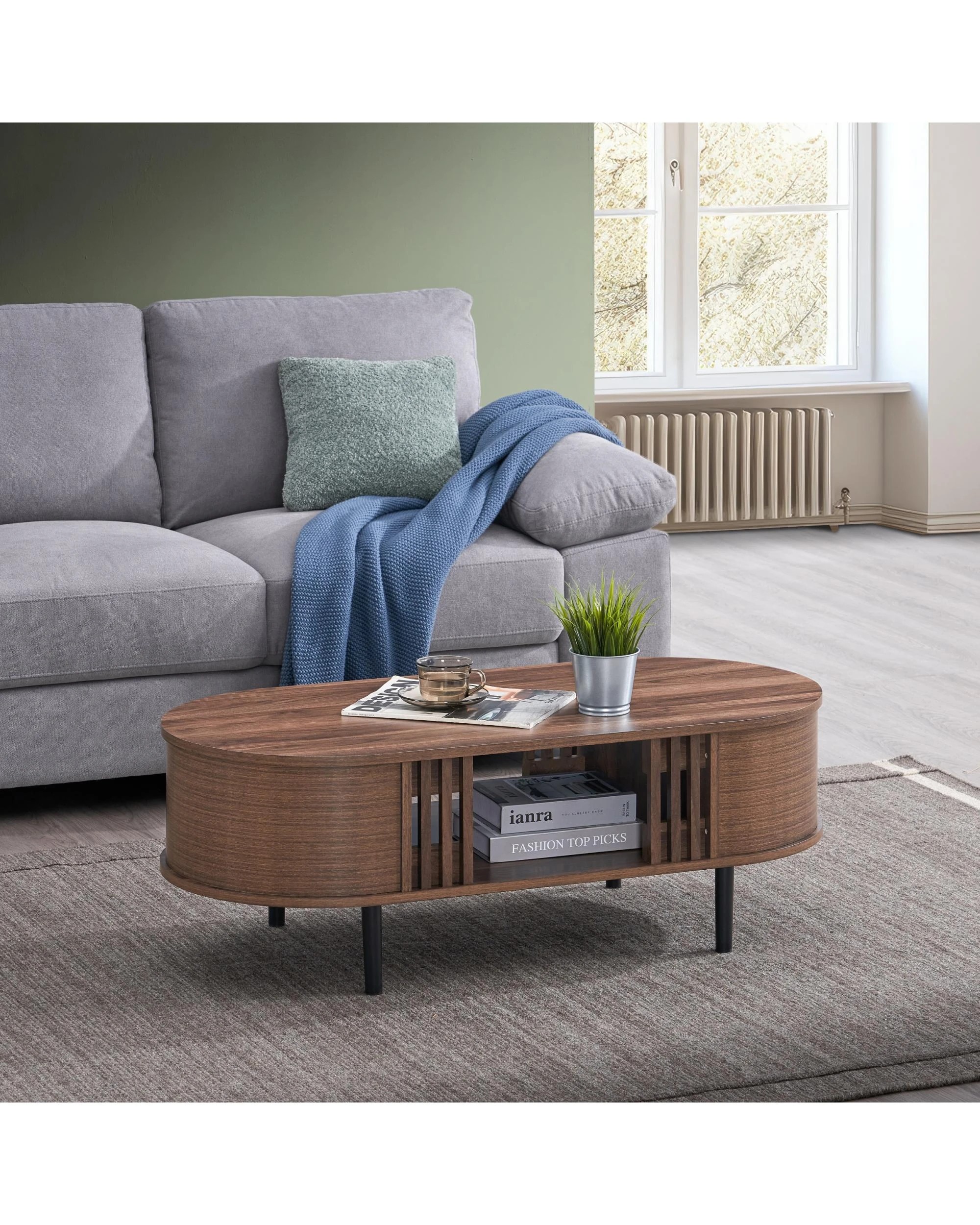 1 Kodu Coffee Table Curved Walnut - Brown, 1 of 4