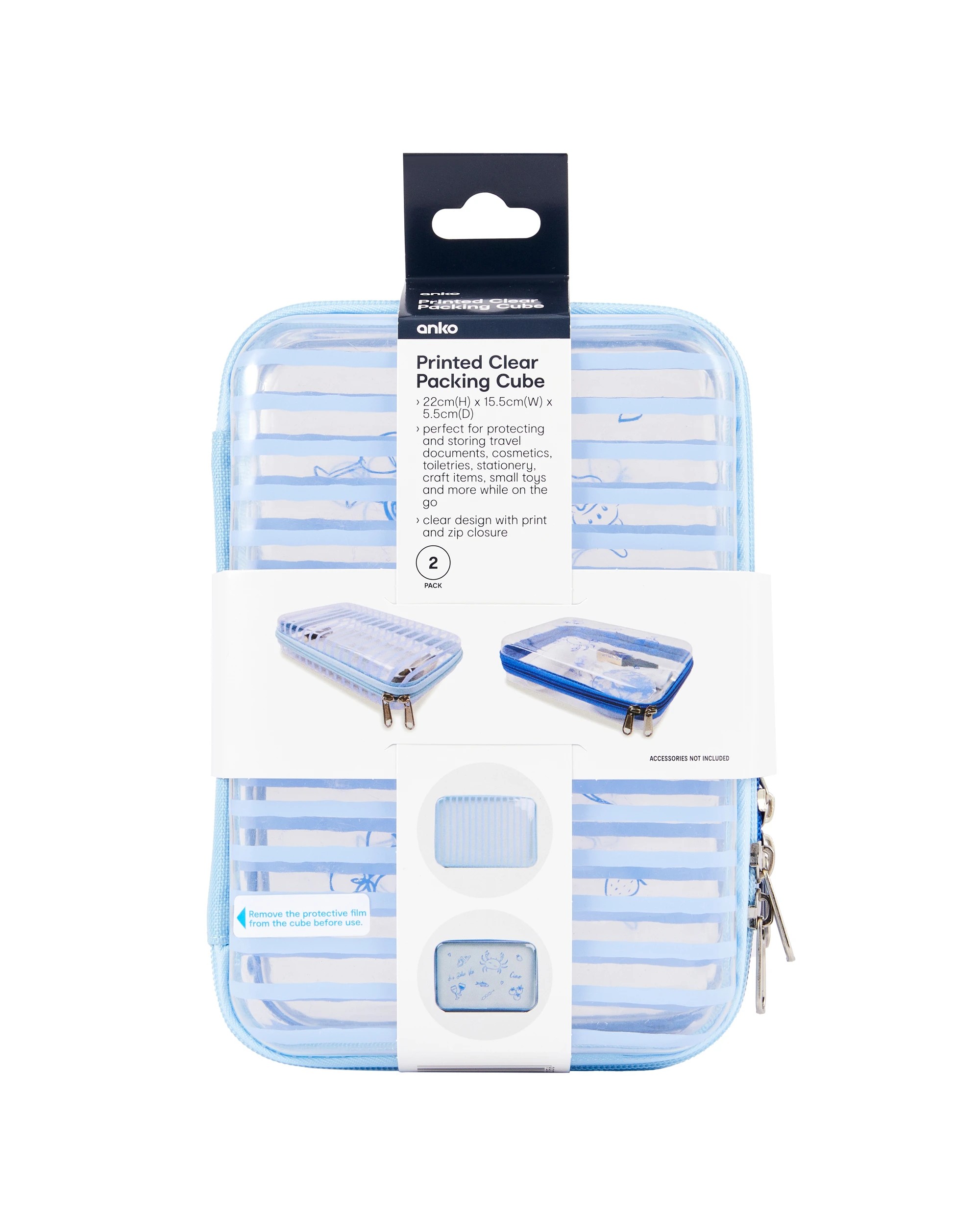 6 2 Pack Printed Clear Packing Cube, 6 of 6