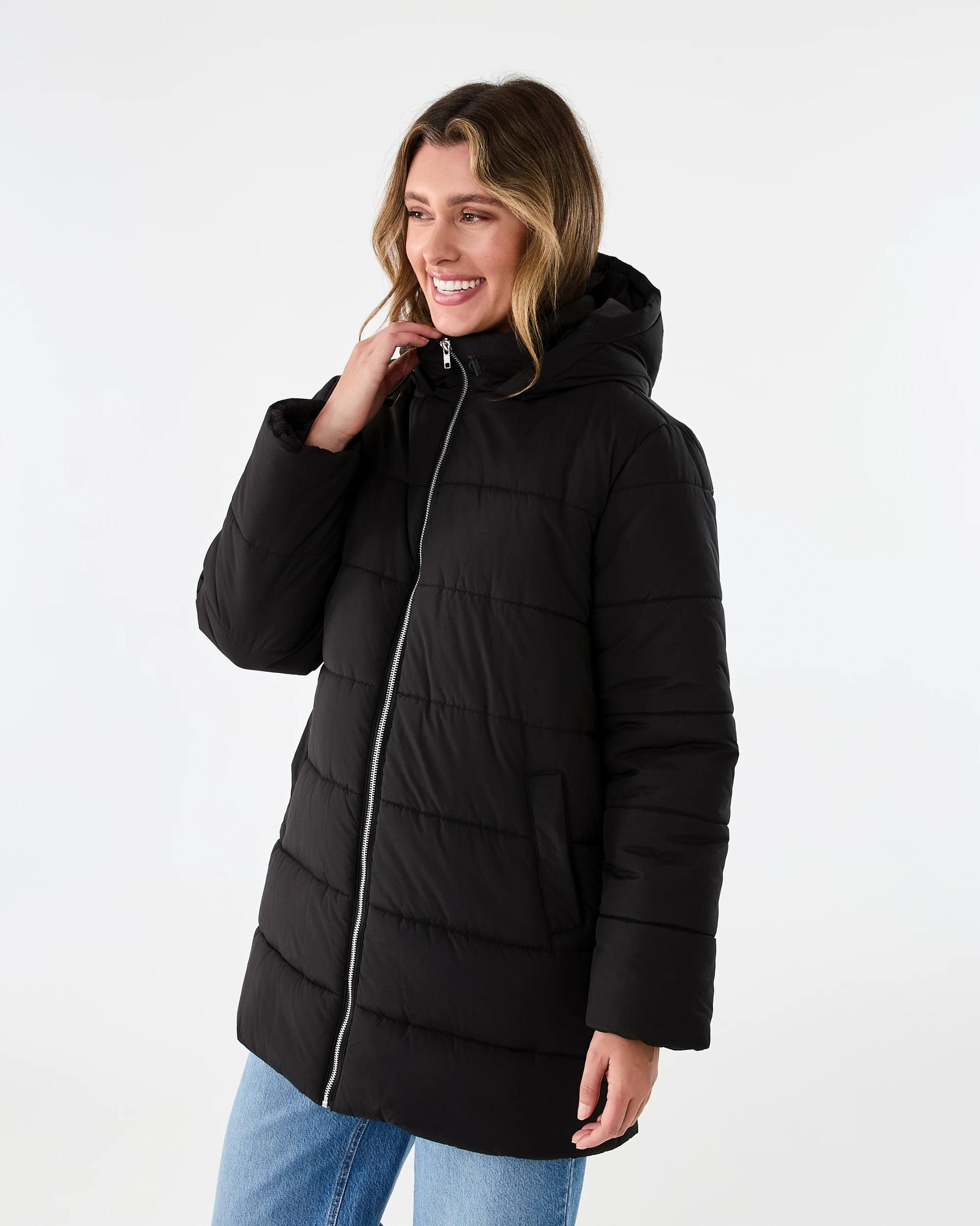 3 Mid Length Puffer Jacket Black, 3 of 7