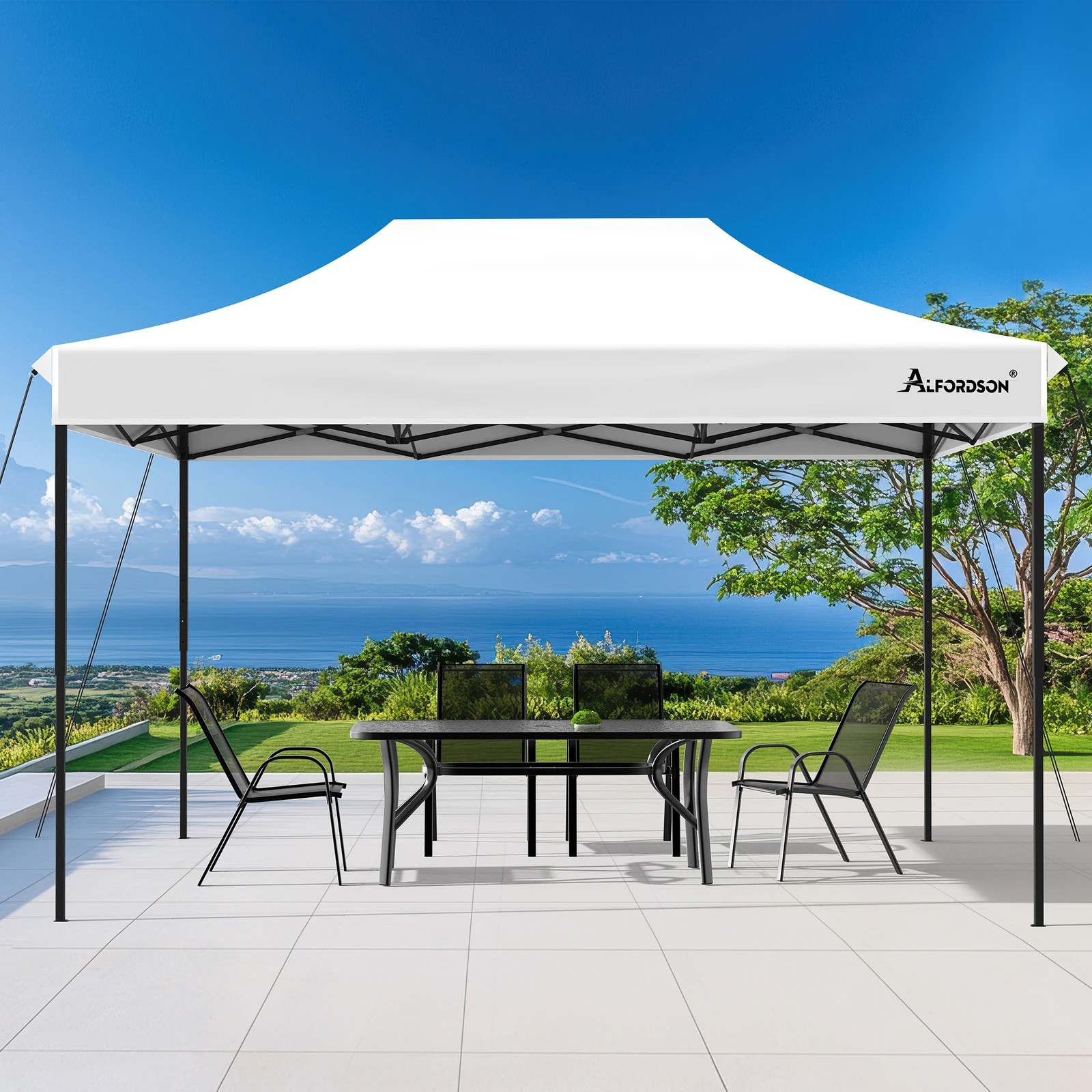 3 Alfordson Gazebo 4.5x3m Pop Up Marquee 600D Oxford Folding Outdoor Tent - White, 3 of 9