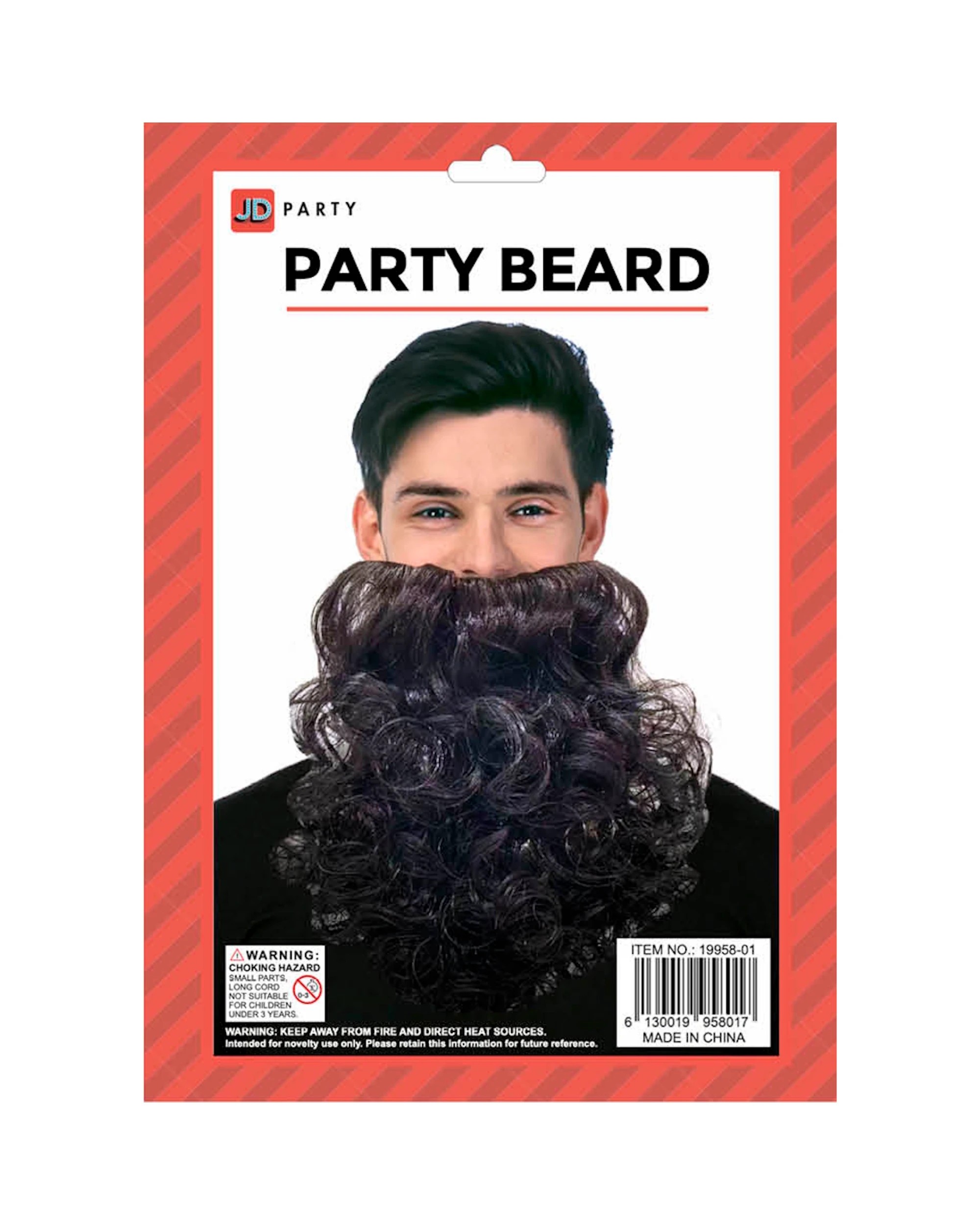 2 JD Party Curly Party Beard - One Size - Black, 2 of 2
