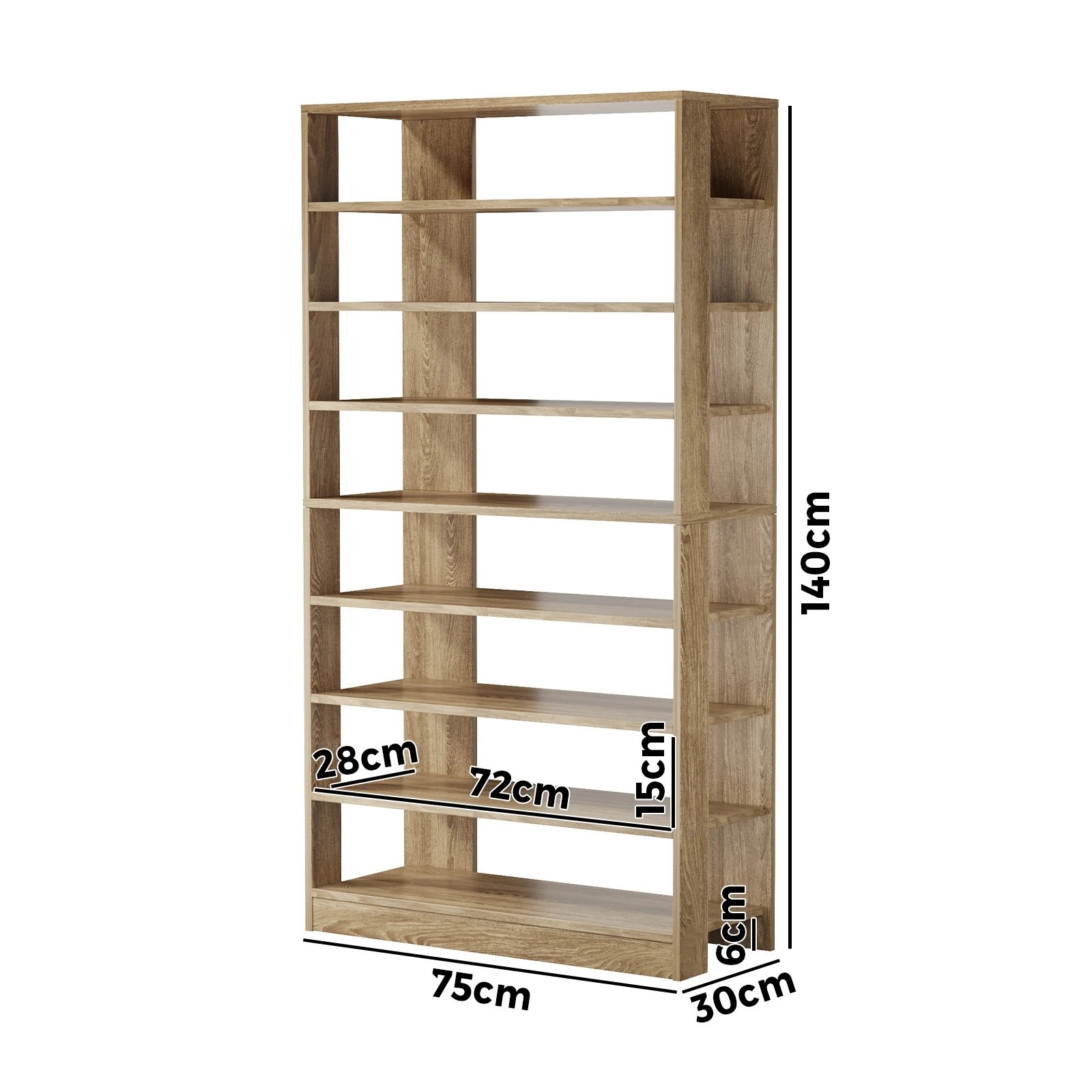 2 Oikiture Shoe Rack 9 Tiers Shelf Storage Cabinet Organiser 54 Pairs - Natural, 2 of 7