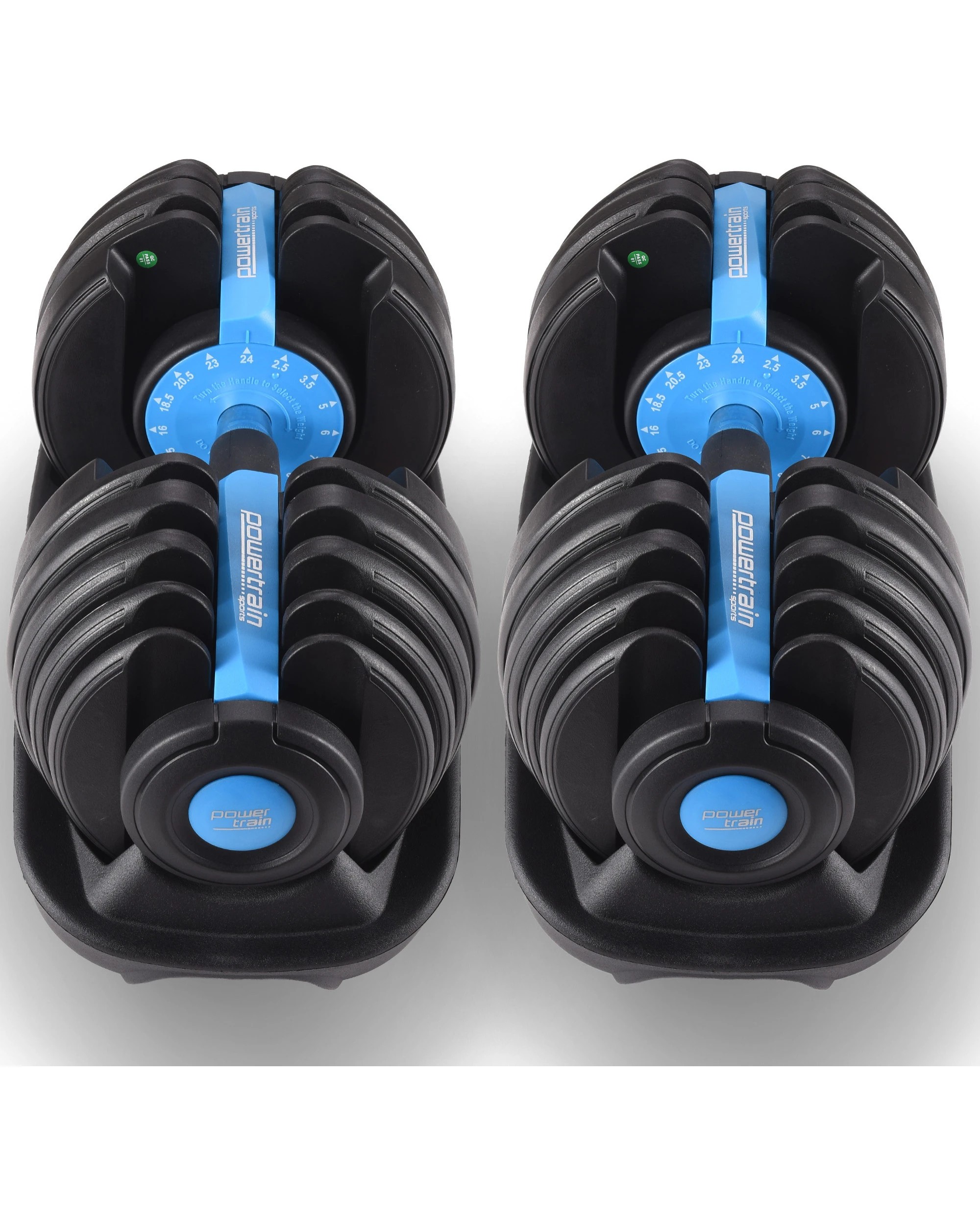 7 Powertrain 48kg Adjustable Dumbbells Set Home Gym Exercise Free Weights Stand - Blue, 7 of 8