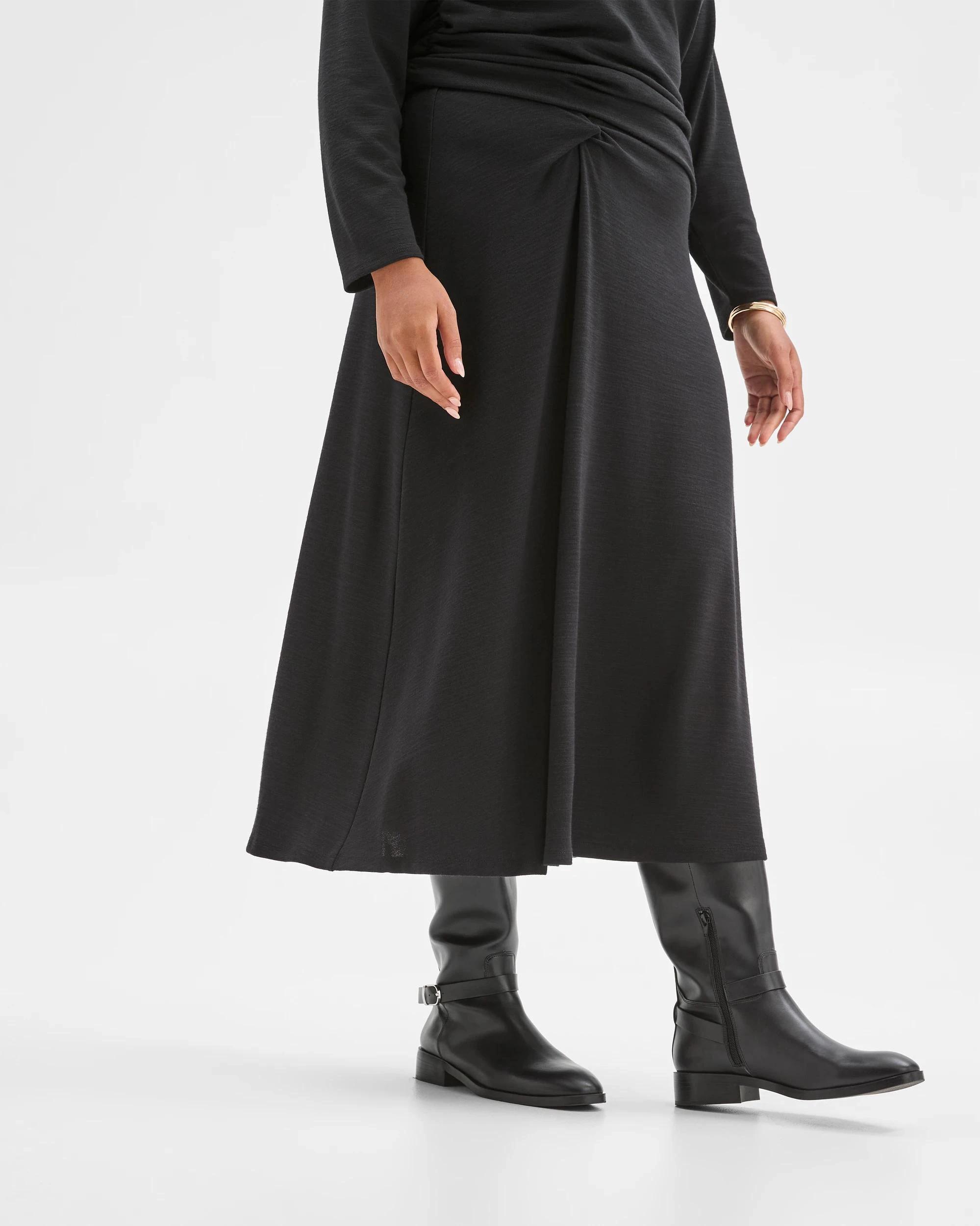 4 Target Curve Plus Size Drape Knit Midi Skirt BLACK, 4 of 6