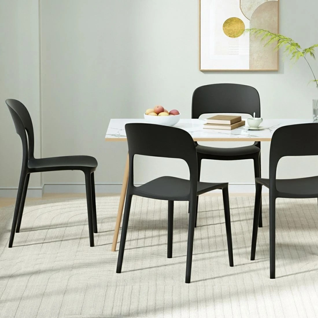 5 Gardeon 4PC Outdoor Dining Chairs Stackable PP Patio Chair Garden Furniture - Black, 5 of 5