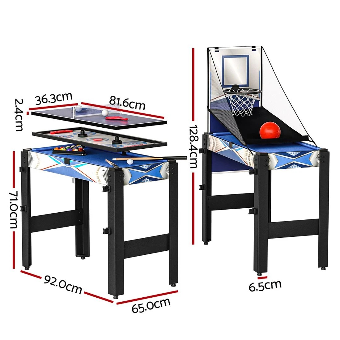 2 Everfit 5-In-1 Game Table Pool Soccer Table Tennis Air Hockey Basketball Arcade Gift - Multi, 2 of 5