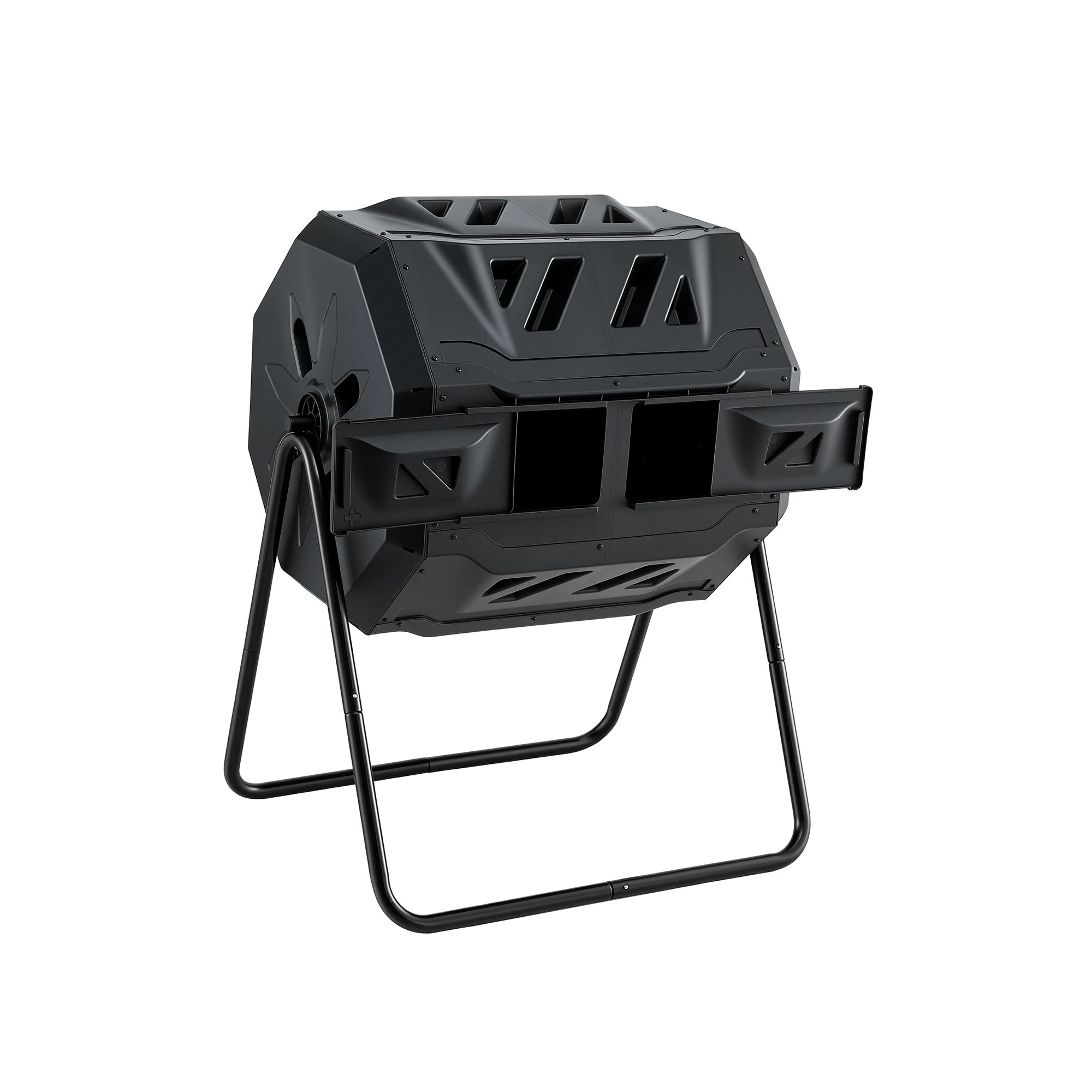 1 Gardeon Compost Bin Dual-Chamber 160L Composter Tumbler Rotating Garden Recycle - Black, 1 of 4