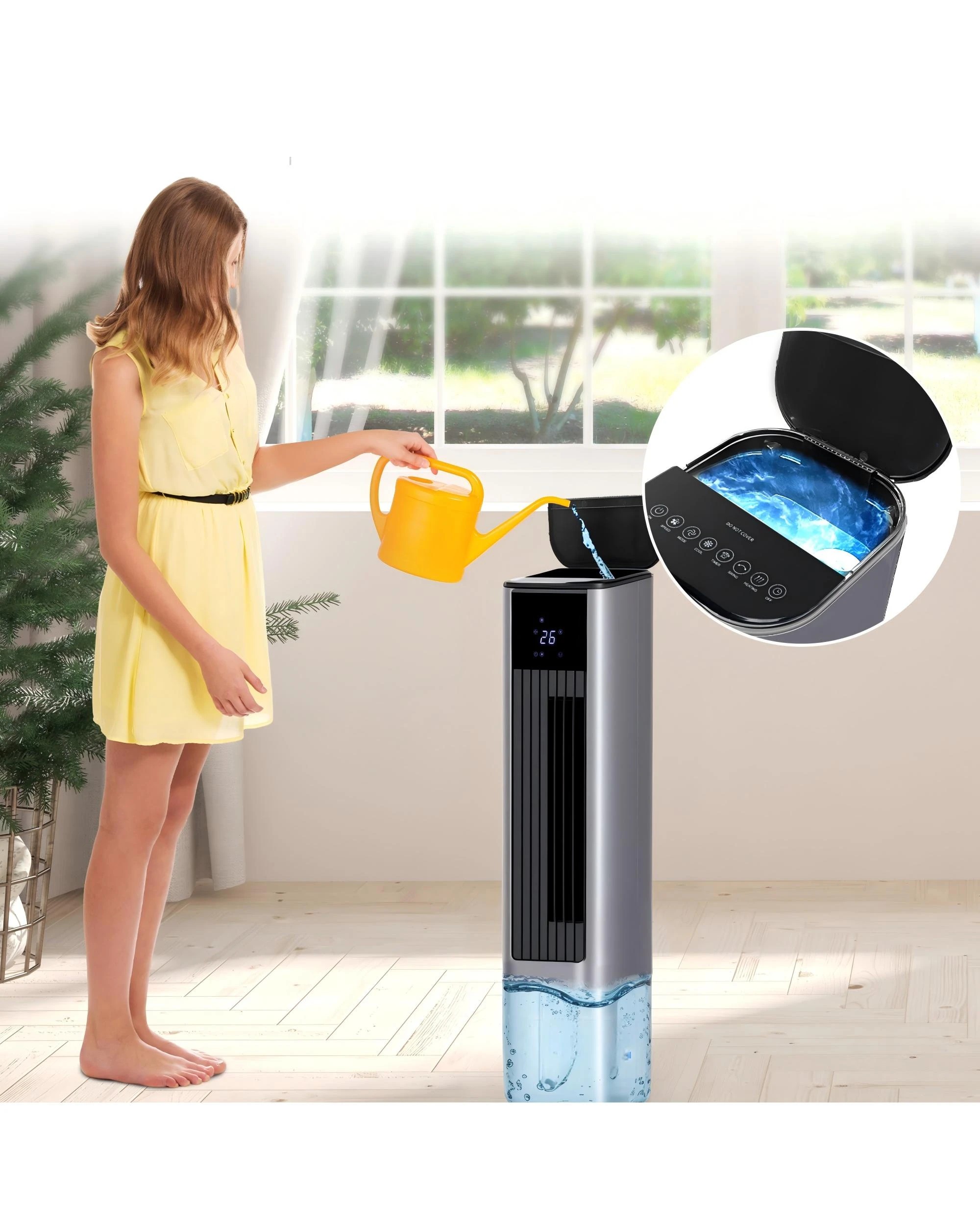1 Advwin 2 In 1 Cooler & Heater, 3.5l Air Conditioner Fan With 2 Ice Box, 3 Wind Speeds, Tip-over And Overheat Protection, 1 of 6