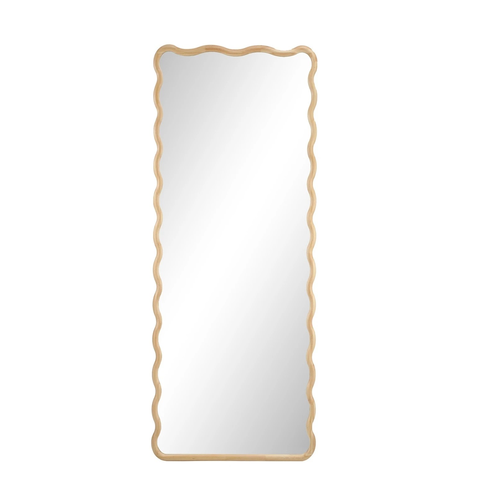 7 Oikiture Wooden Full Length Mirror 180x70cm Wavy Dressing Floor Mirrors
 - Natural, 7 of 9