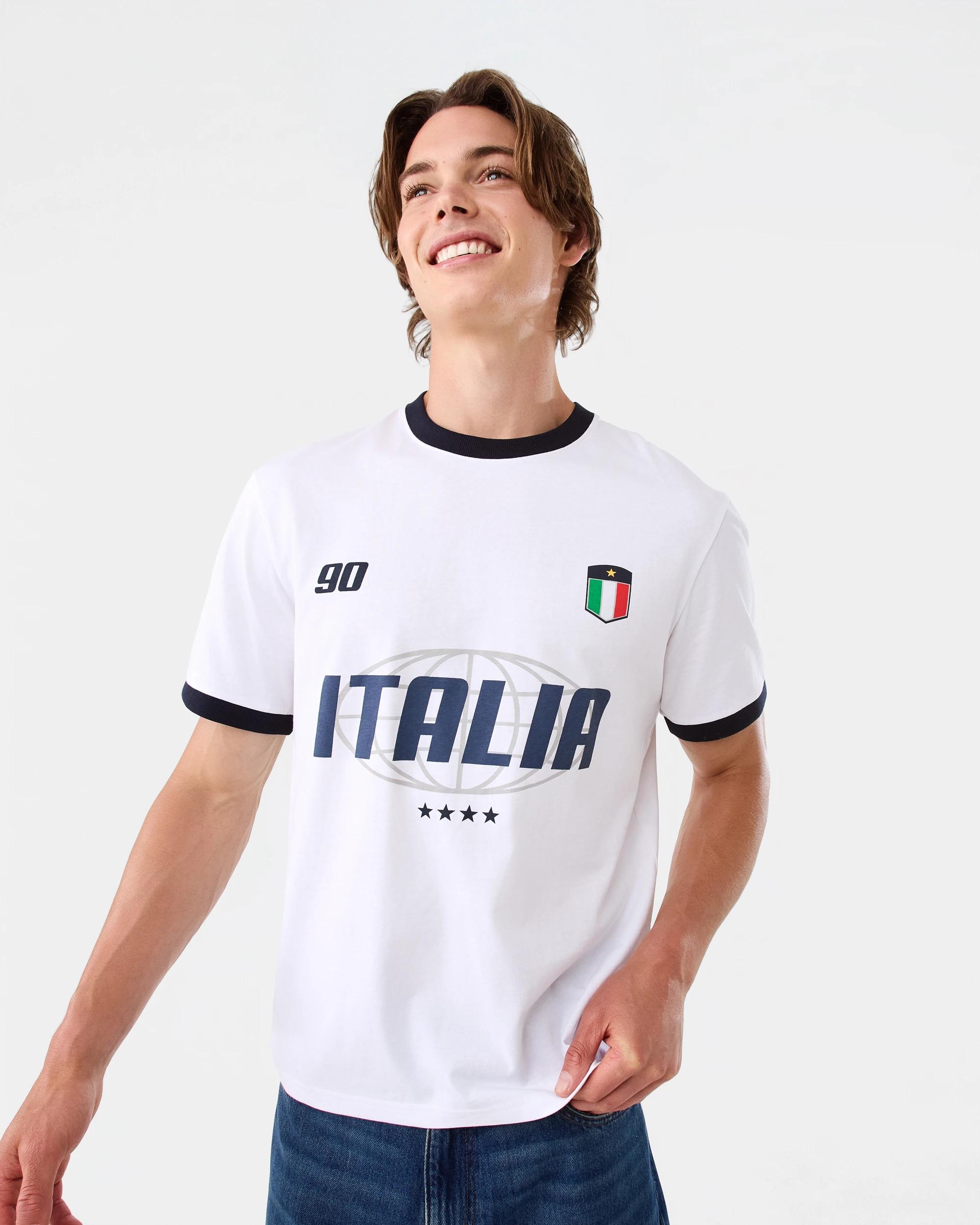 1 Ringer Print T-shirt Wht Italia, 1 of 10