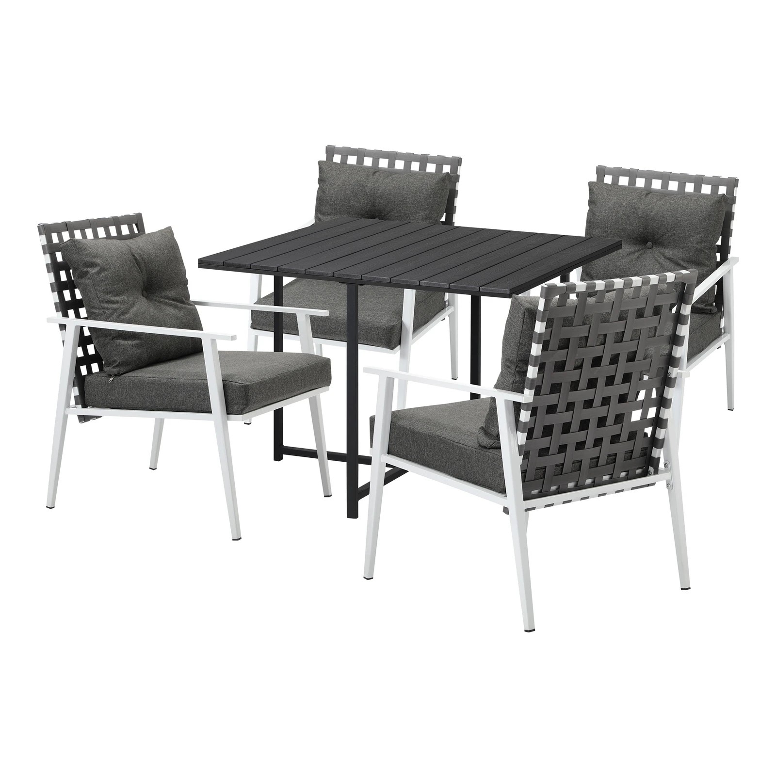 8 Livsip Outdoor Dining Set Patio Furniture Table Rattan White Chairs 5PC - Multi, 8 of 9