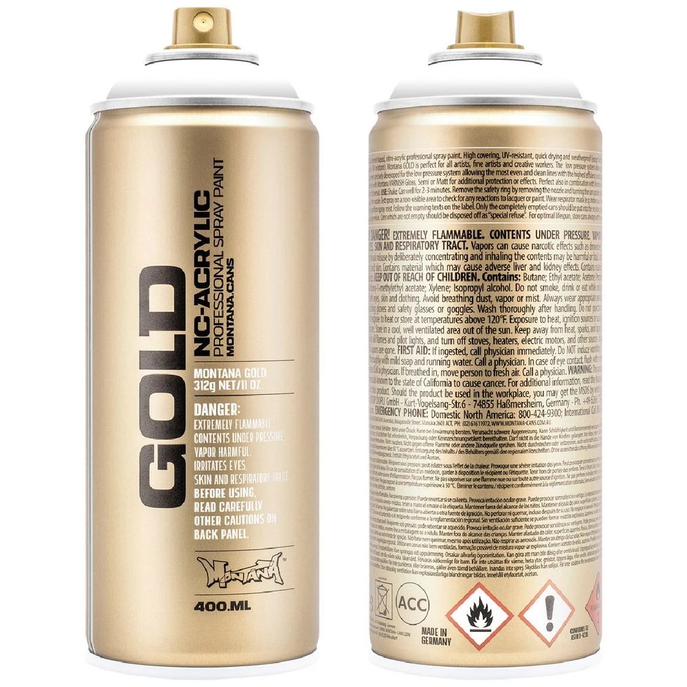 1 Montana GOLD Spray Paint 400mL Shock White Pure, 1 of 2