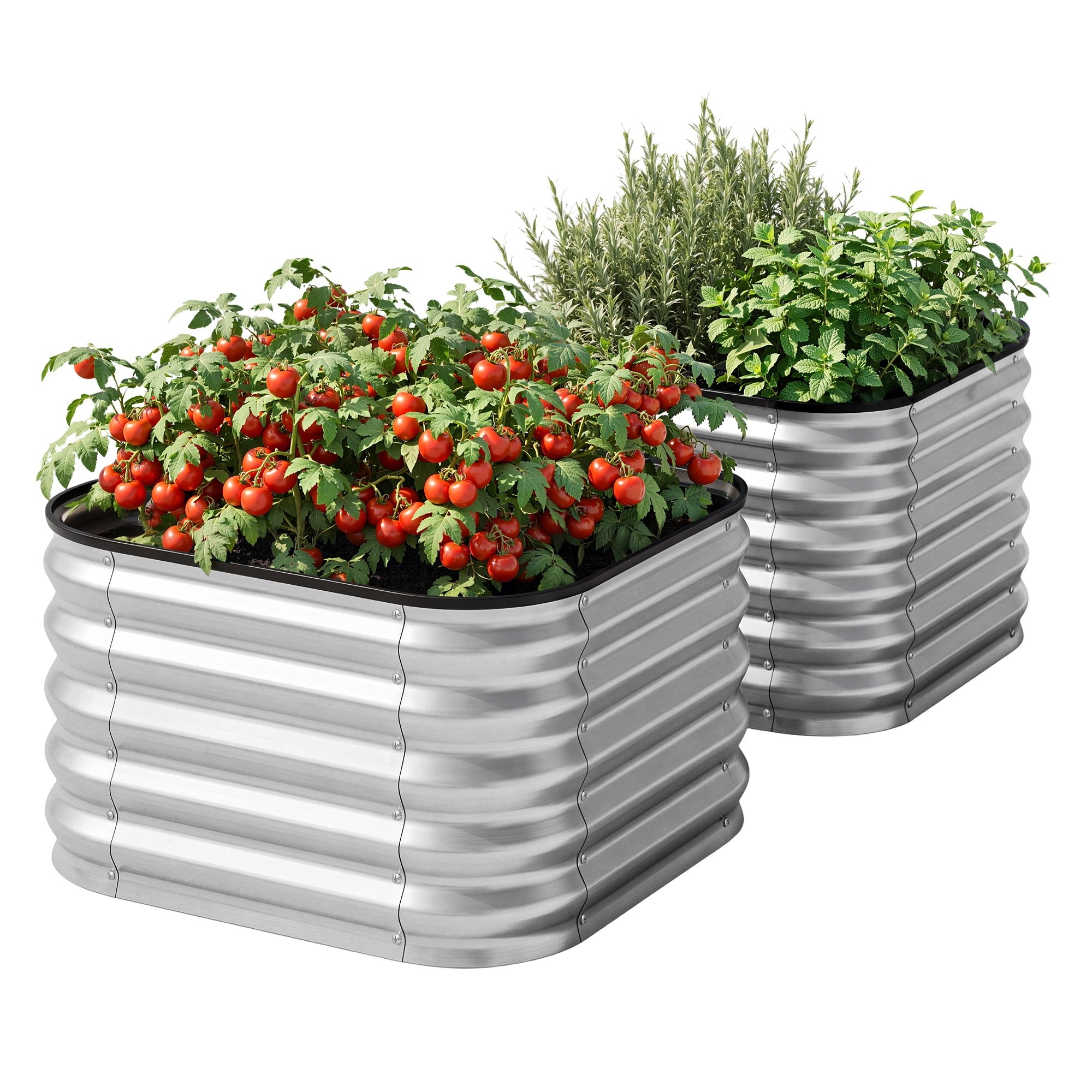 Green Fingers Galvanized Raised Garden Bed 2 Pack Metal Planter ...