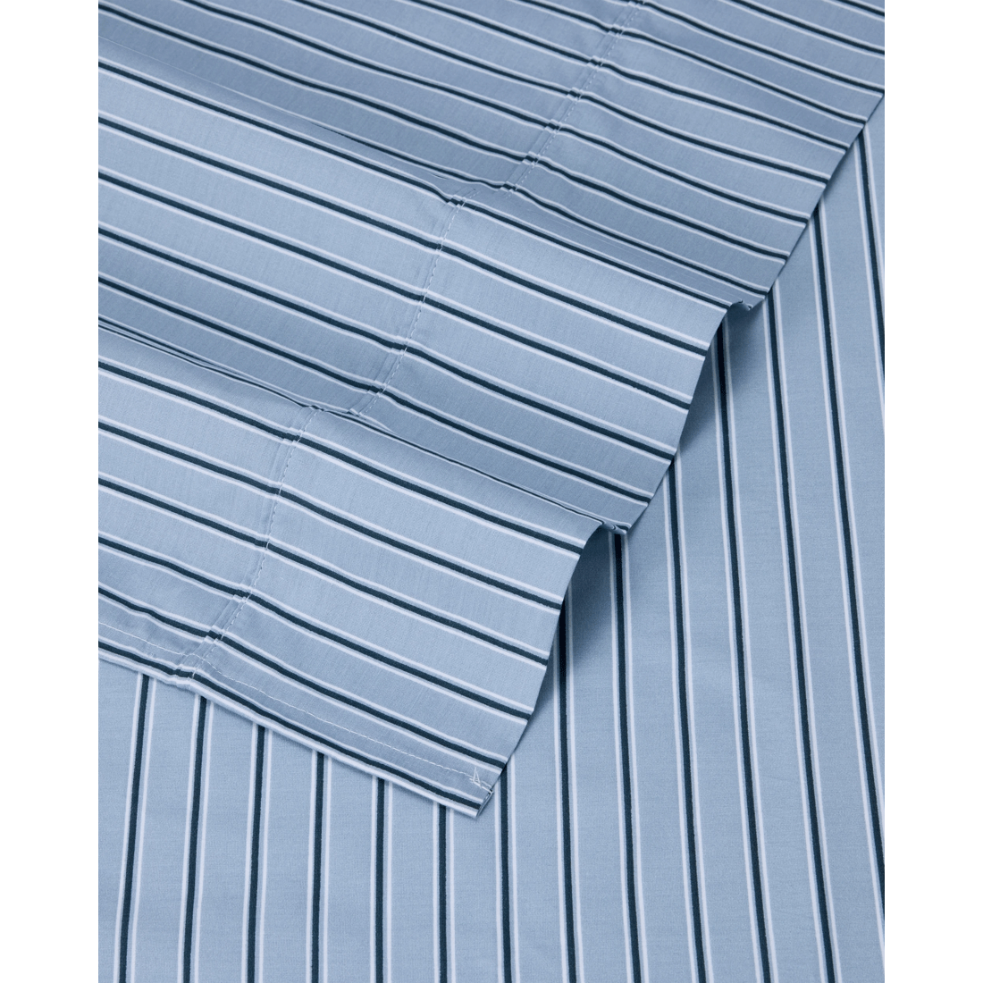 4 250 Thread Count Stripe Cotton Sheet Set - Double Bed, Blue, 4 of 7