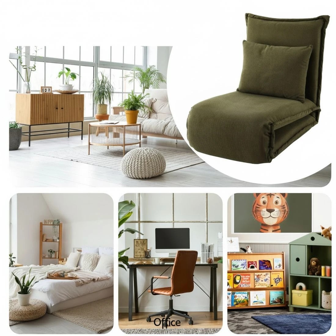 5 Artiss Floor Lounge Sofa Bed Foldable - Green, 5 of 7