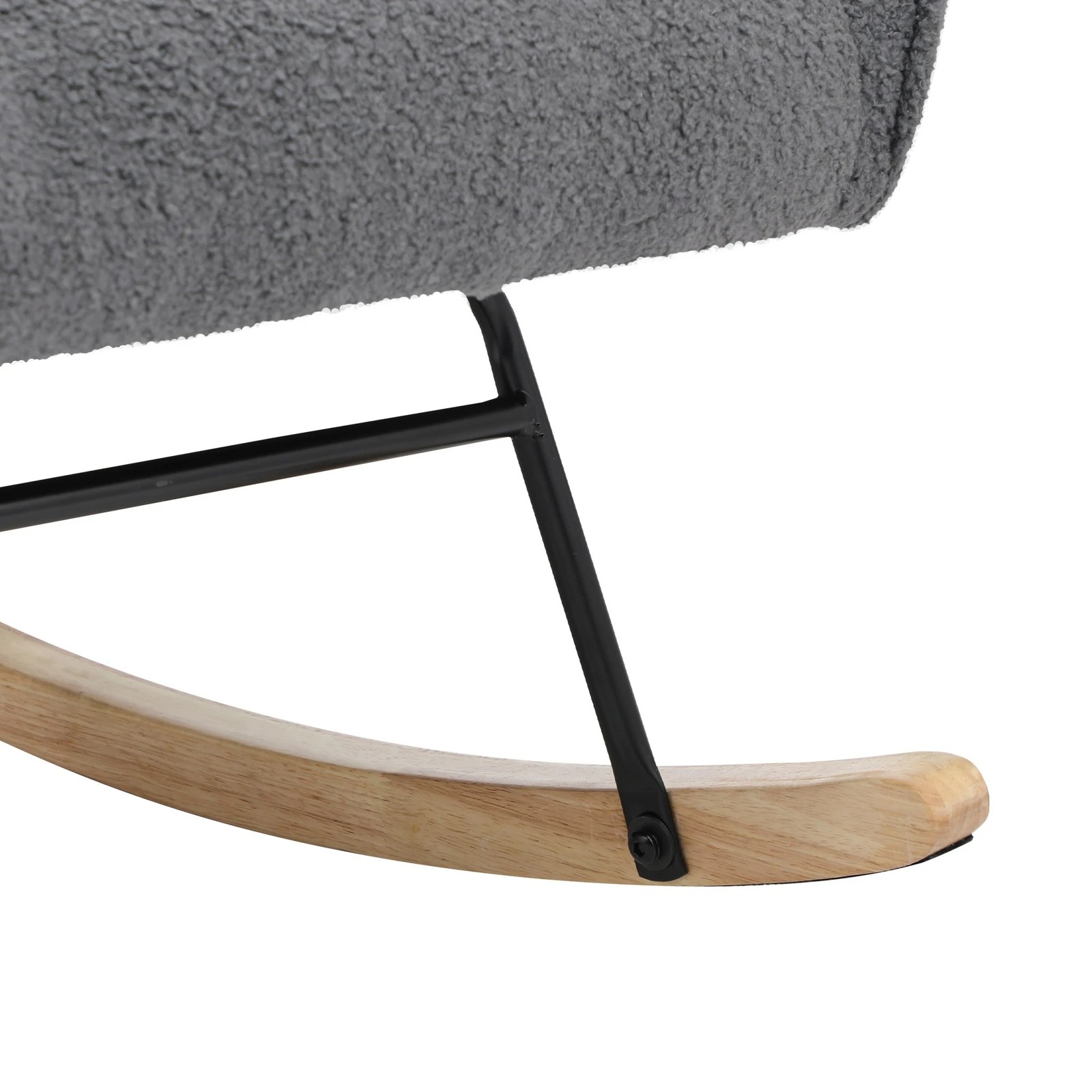 10 Oikiture Rocking Chair Nursing Armchair Sherpa Accent Chairs Upholstered - Grey, 10 of 10