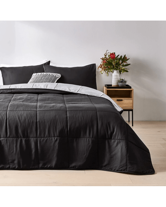 Reversible Comforter Set Queen Bed, Black Kmart