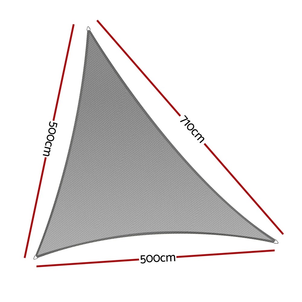 2 Instahut Shade Sail Cloth Shadecloth Canopy Triangle 280gsm - Grey, 2 of 5