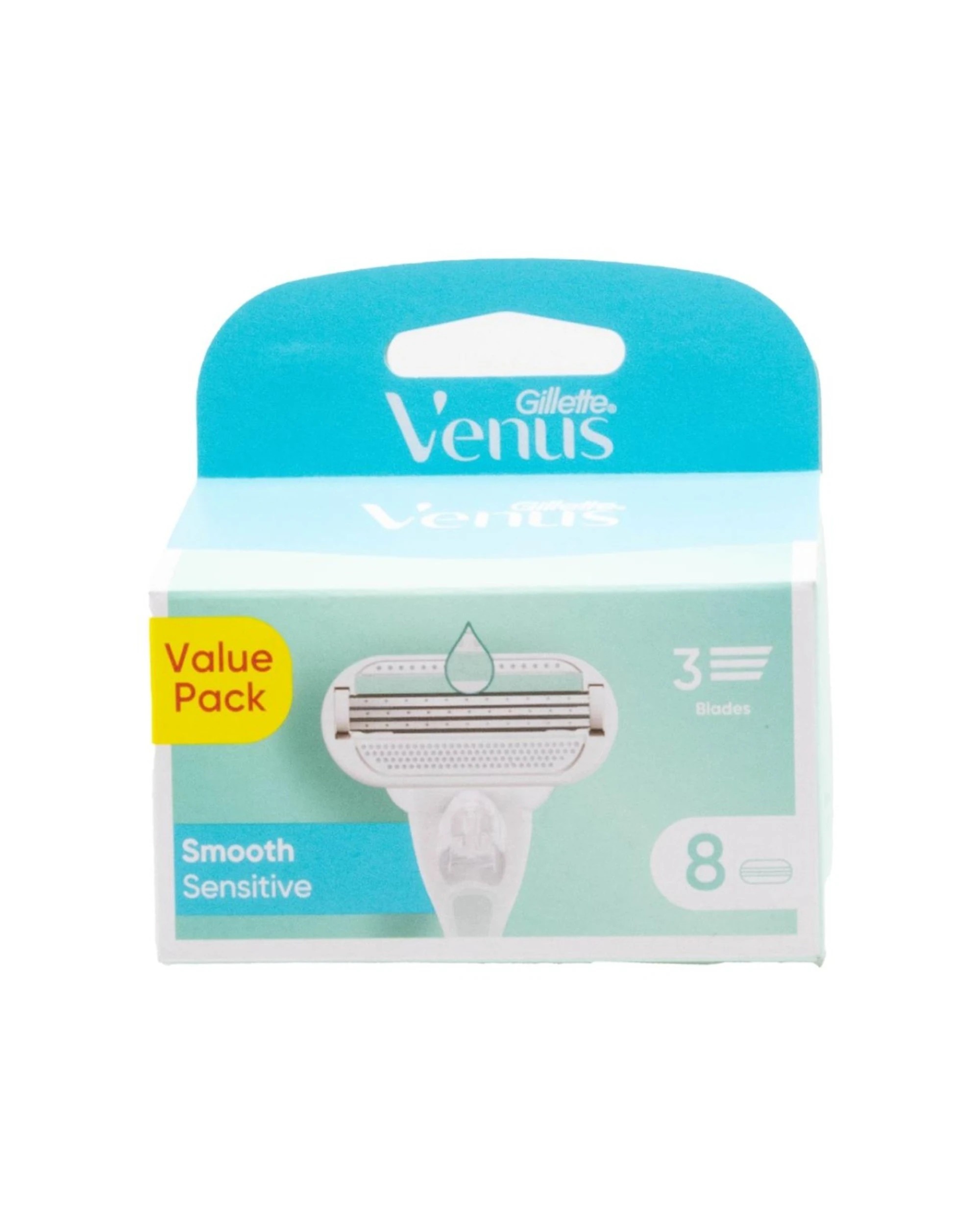 2 Gillette 2x 8pc Venus 3 Blade Razor Cartridges Smooth Sensitive Value Pack Womens - White, 2 of 3
