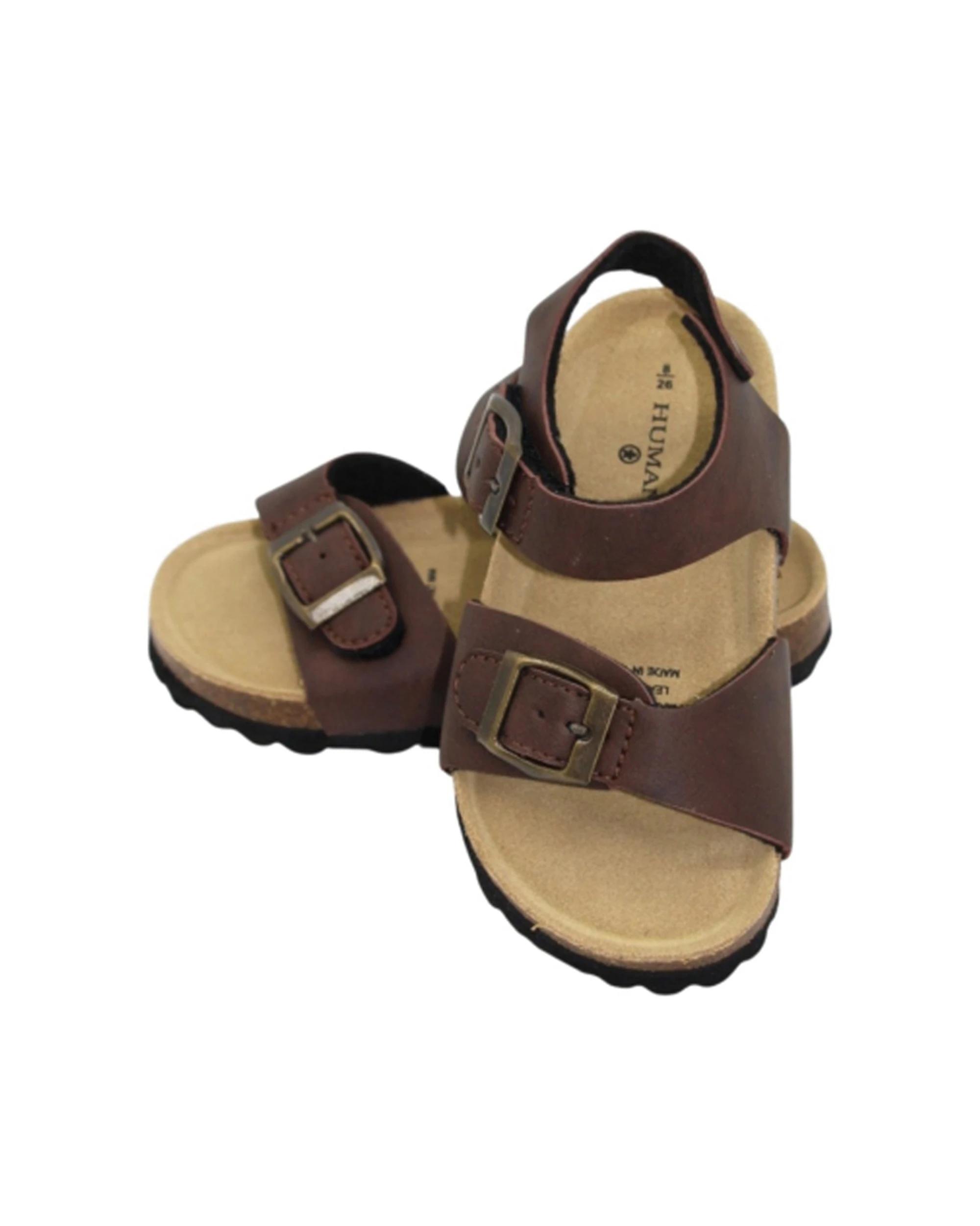 2 Human Shoes Thomas Kids Sandals Double Buckle Moulded Sole Choc CHOC, 2 of 4