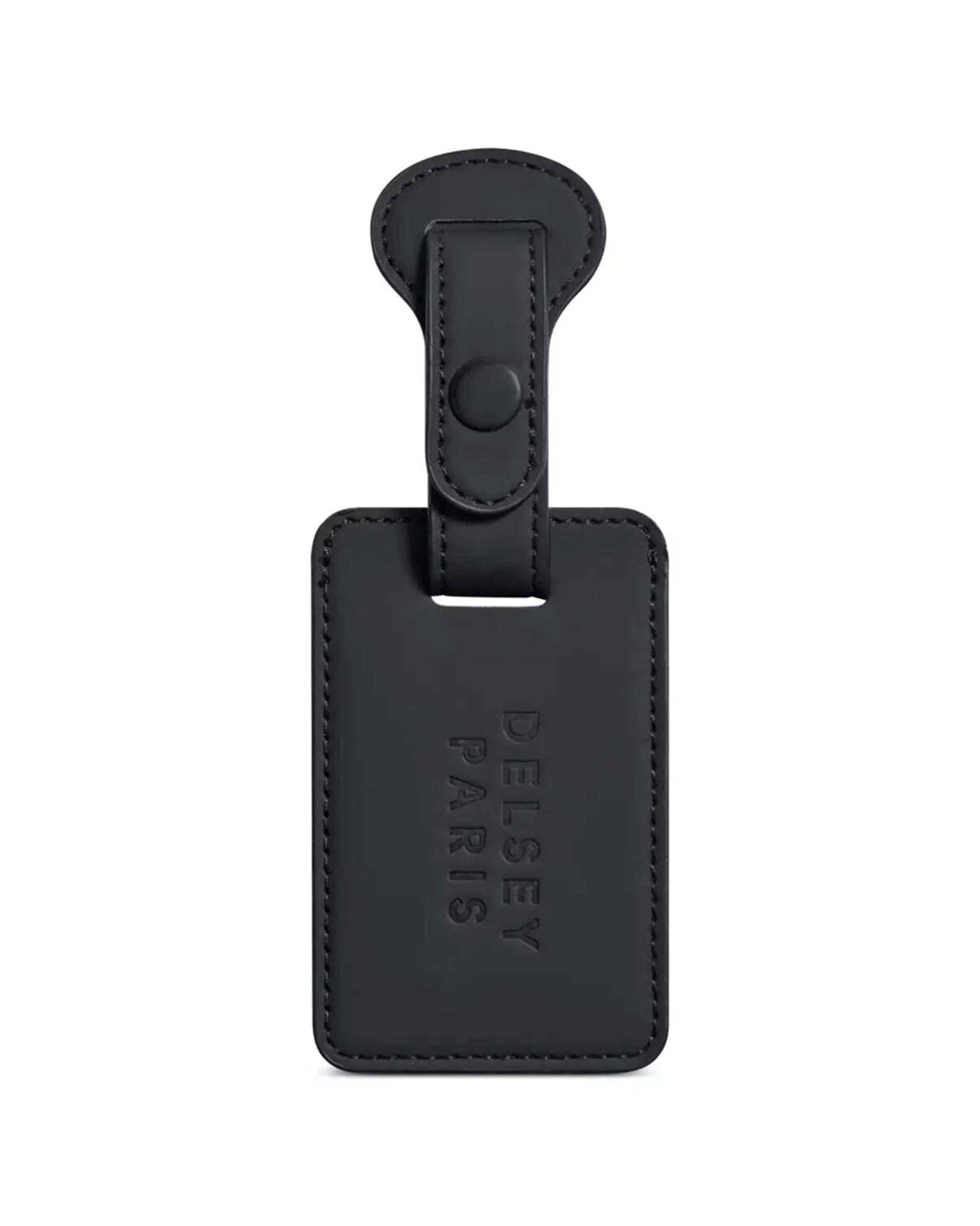 1 Delsey 1946 Suitcase Tag Durable Travel Luggage Identifier with Strap - Black, 1 of 3