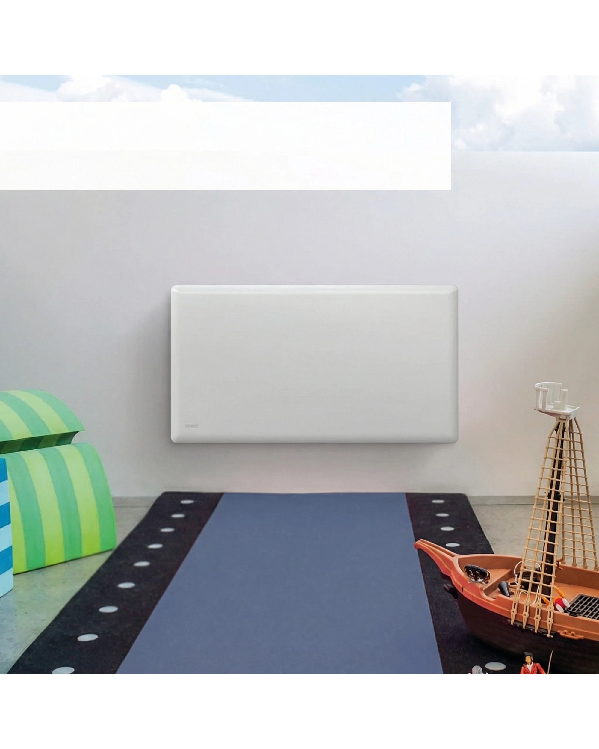 6 Nobo 1500W Electric Panel Heater with Thermostat and Castors - White, 6 of 8