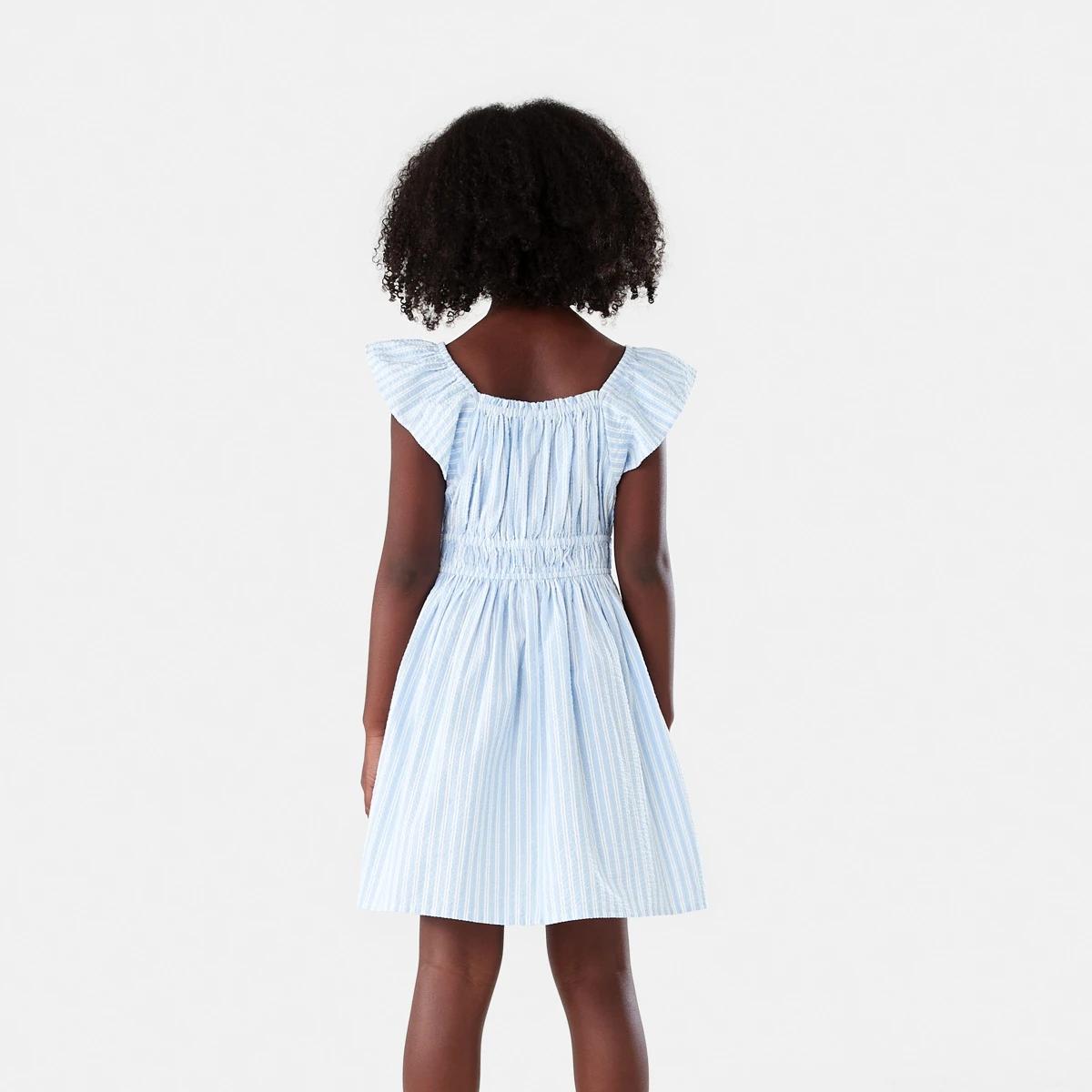 2 Shirred Frill Dress LIGHT BLUE SEERSUCKER STRIPE, 2 of 8