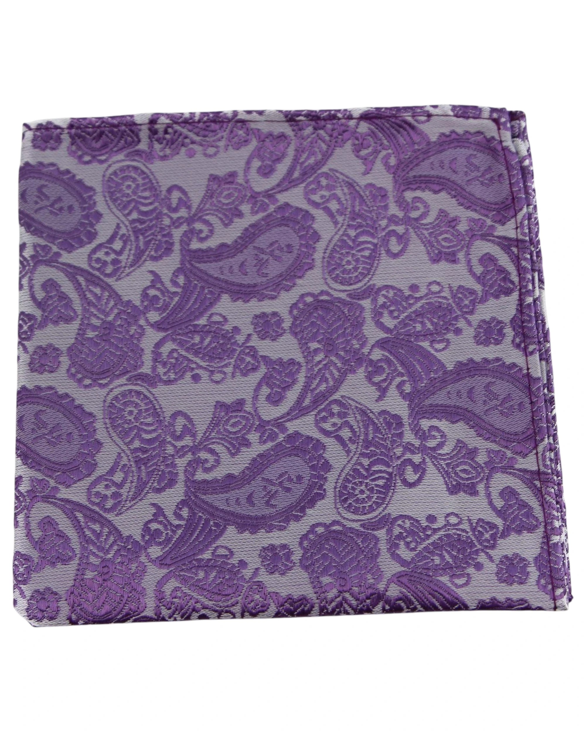 1 Zasel Mens Violet & Purple Paisley Silk Pocket Square - Multi, 1 of 3